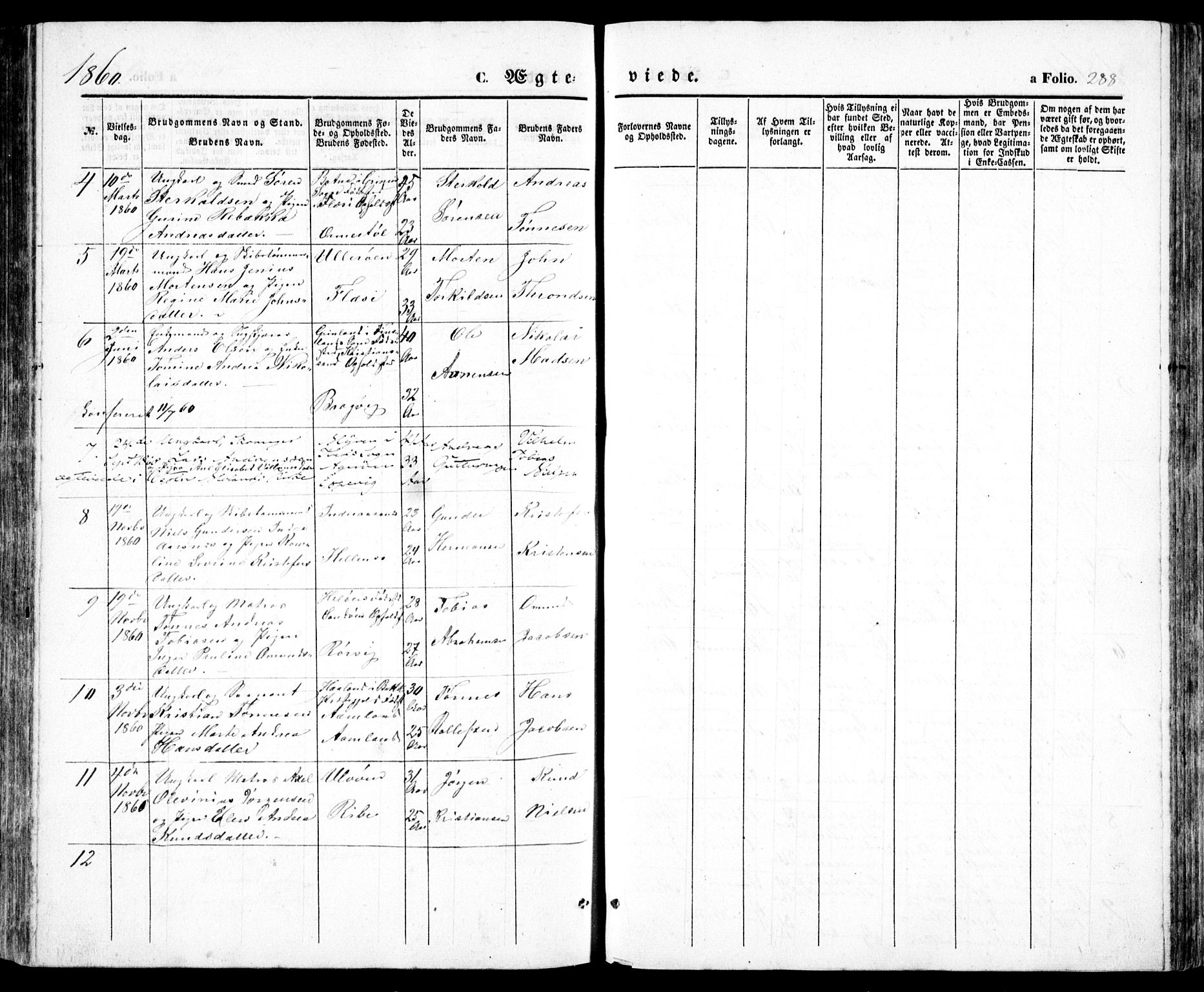 Høvåg sokneprestkontor, SAK/1111-0025/F/Fb/L0002: Parish register (copy) no. B 2, 1847-1869, p. 288