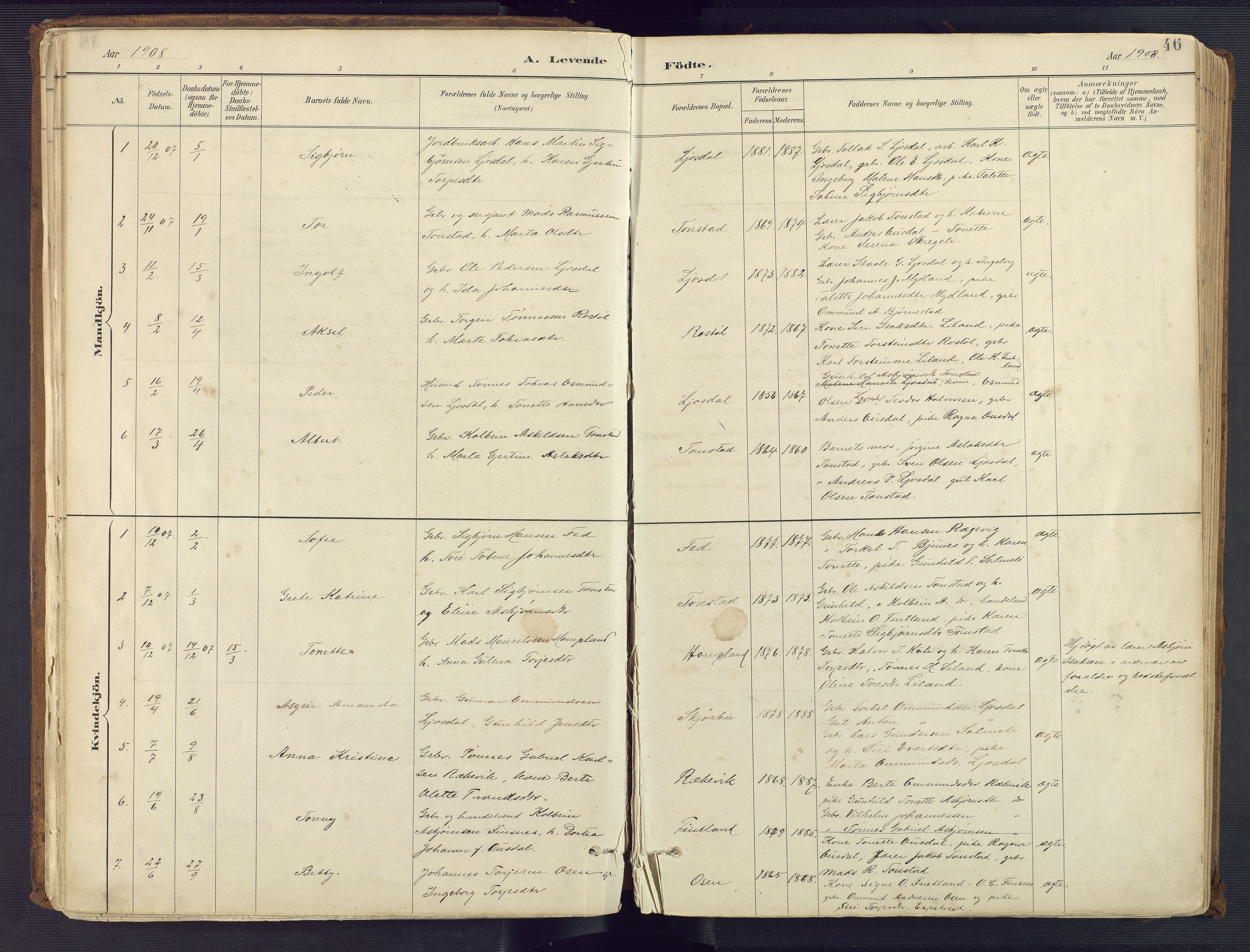 Sirdal sokneprestkontor, AV/SAK-1111-0036/F/Fa/Fab/L0004: Parish register (official) no. A 4, 1887-1919, p. 46