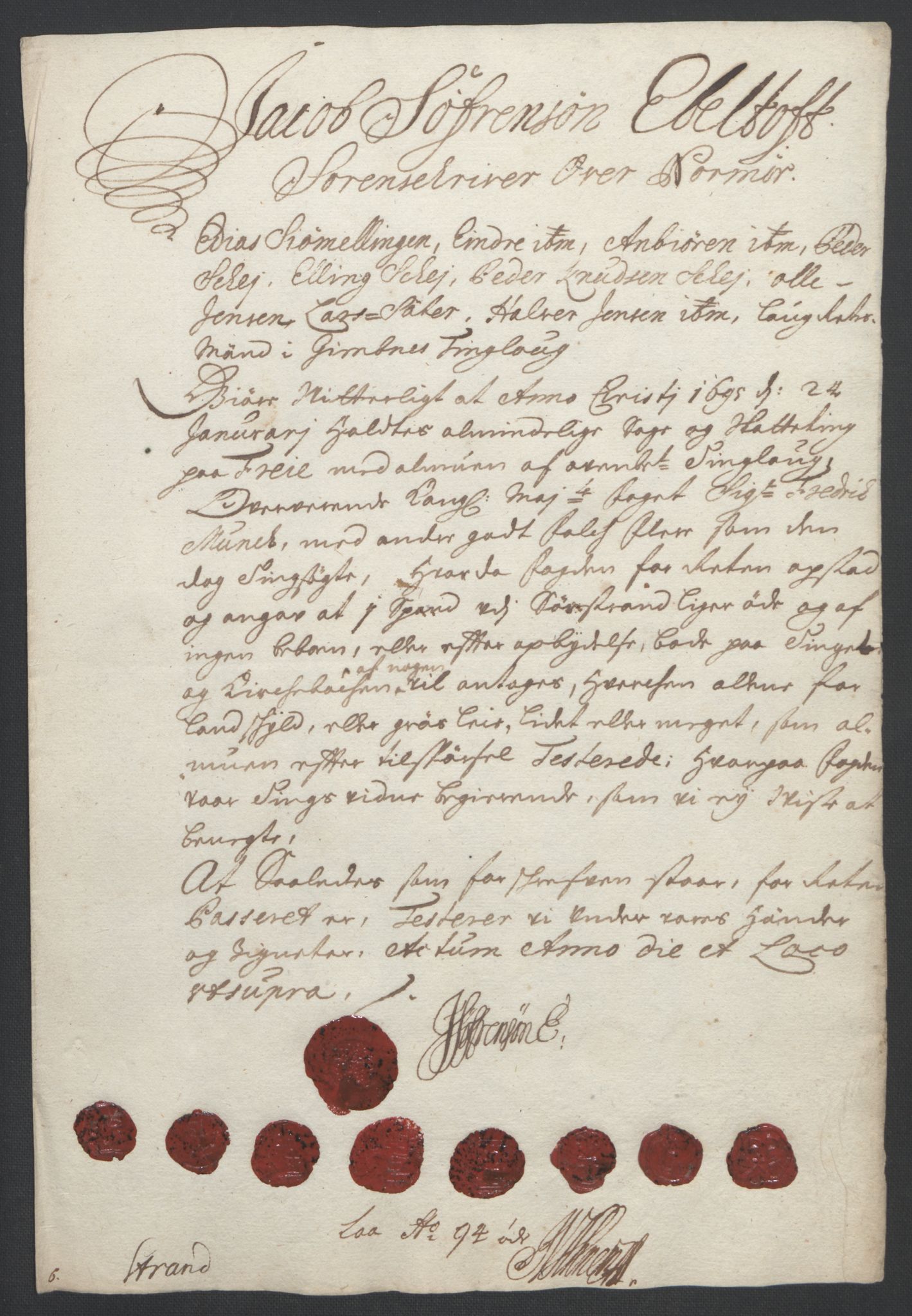 Rentekammeret inntil 1814, Reviderte regnskaper, Fogderegnskap, AV/RA-EA-4092/R56/L3736: Fogderegnskap Nordmøre, 1694-1696, p. 120