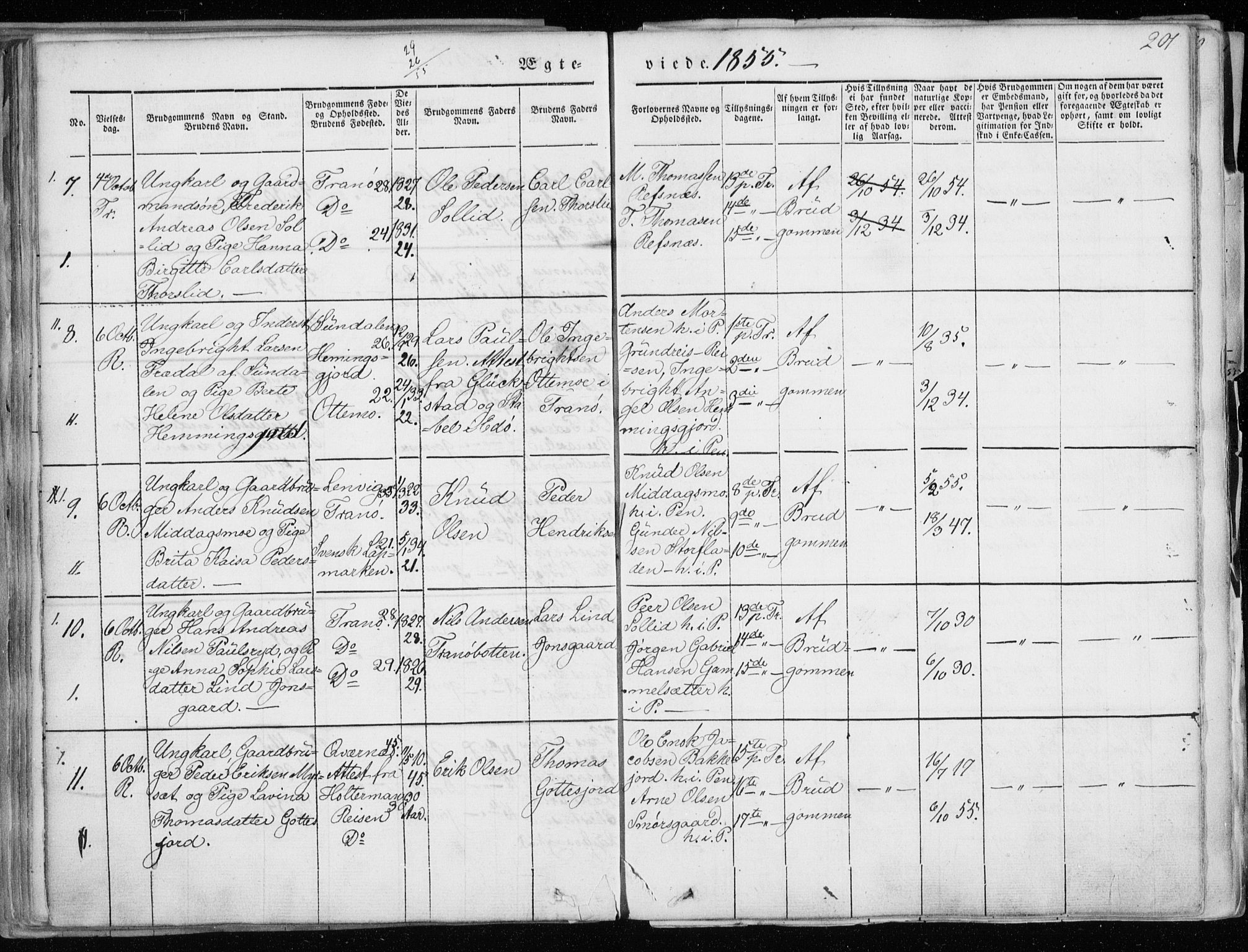 Tranøy sokneprestkontor, SATØ/S-1313/I/Ia/Iaa/L0006kirke: Parish register (official) no. 6, 1844-1855, p. 201