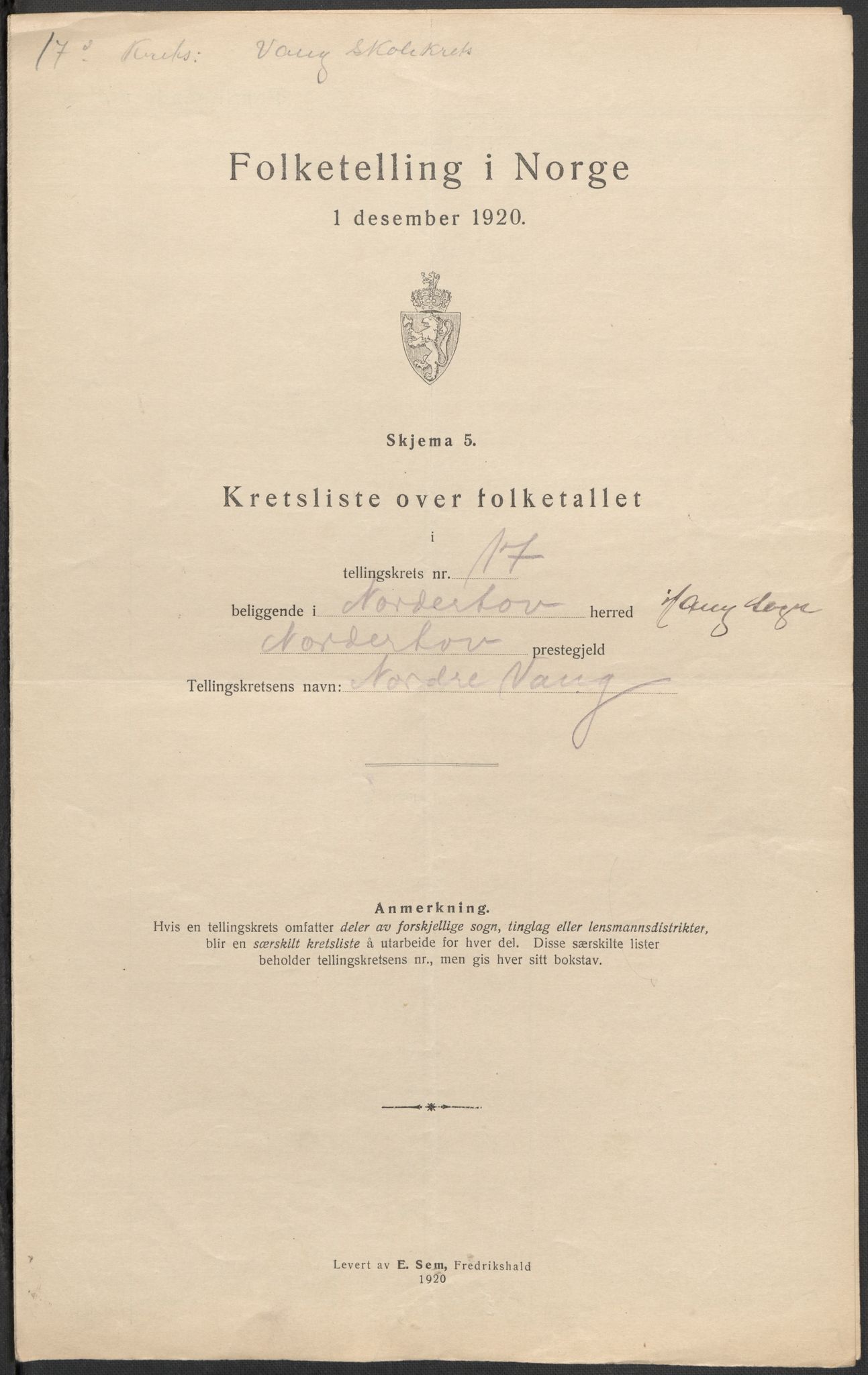 SAKO, 1920 census for Norderhov, 1920, p. 55