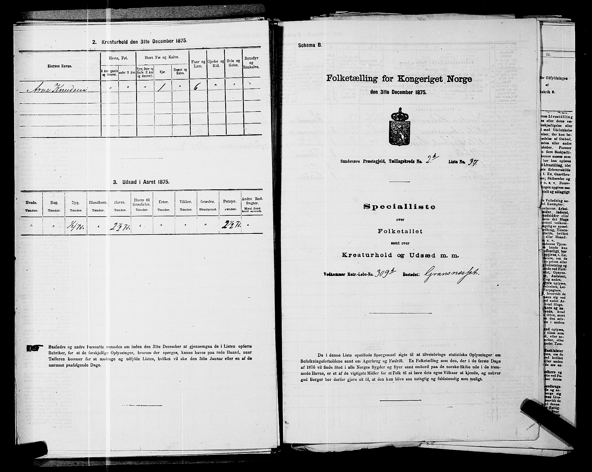 SAKO, 1875 census for 0629P Sandsvær, 1875, p. 532