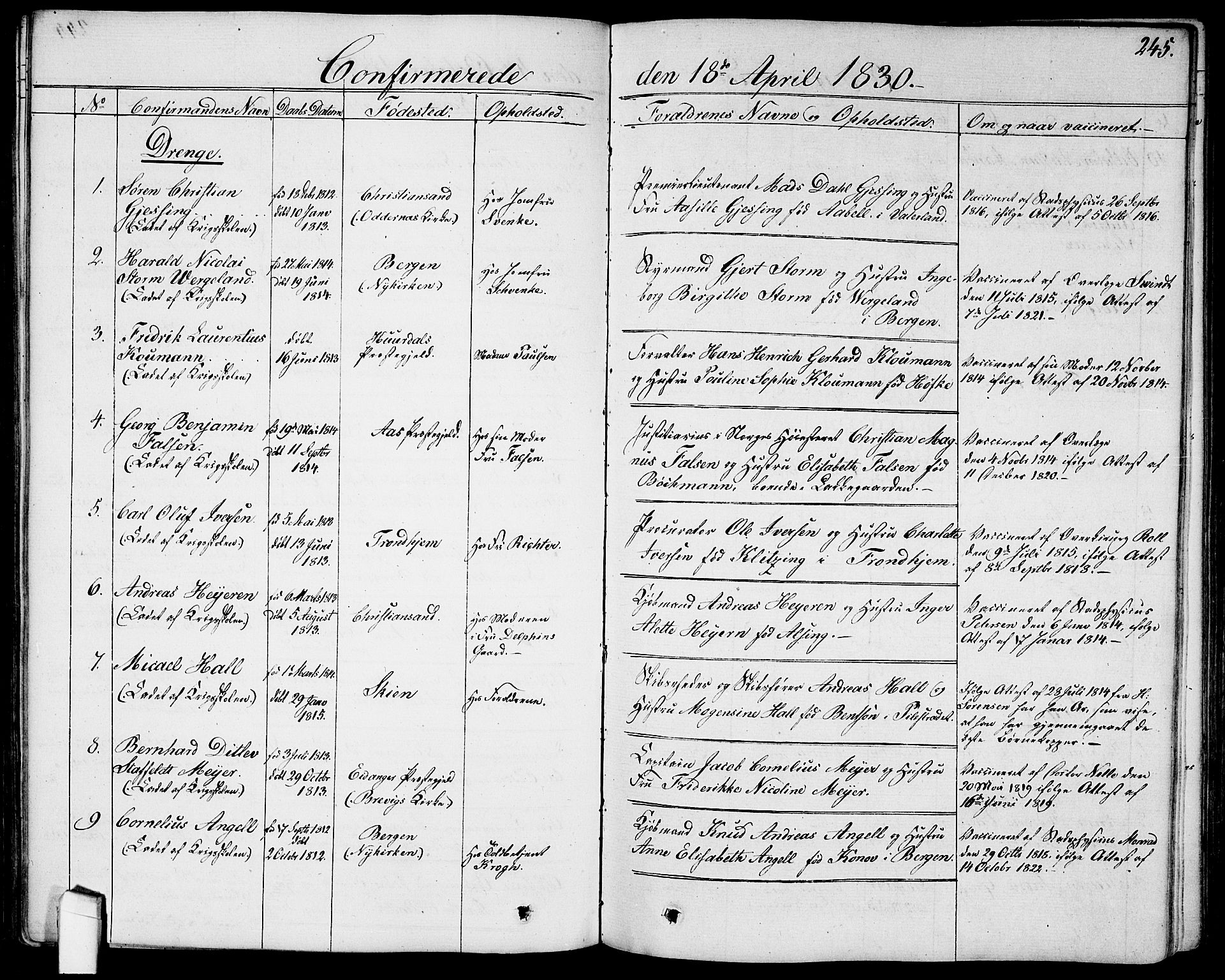 Garnisonsmenigheten Kirkebøker, SAO/A-10846/G/Ga/L0004: Parish register (copy) no. 4, 1828-1840, p. 245