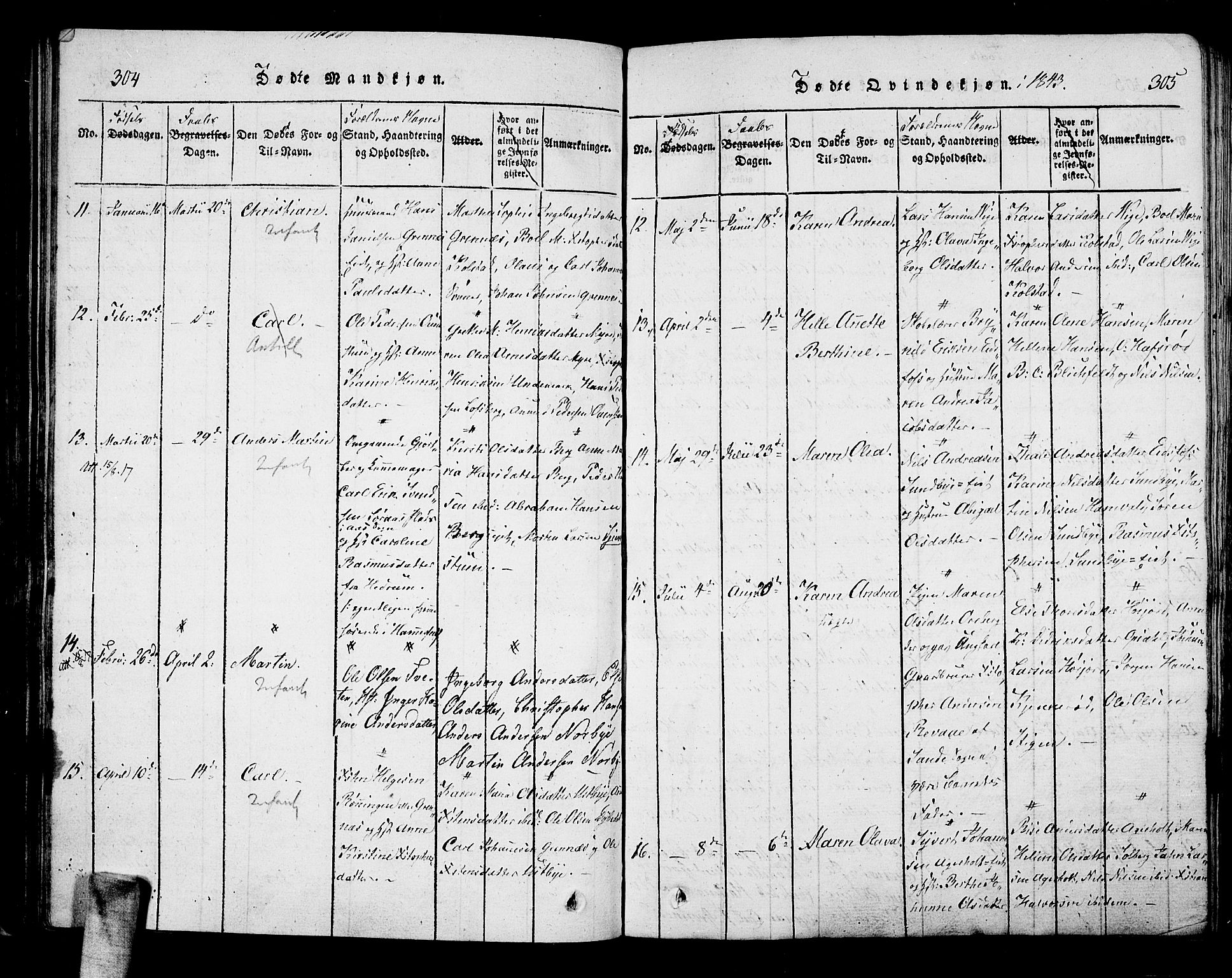 Hof kirkebøker, AV/SAKO-A-64/F/Fa/L0004: Parish register (official) no. I 4, 1814-1843, p. 304-305