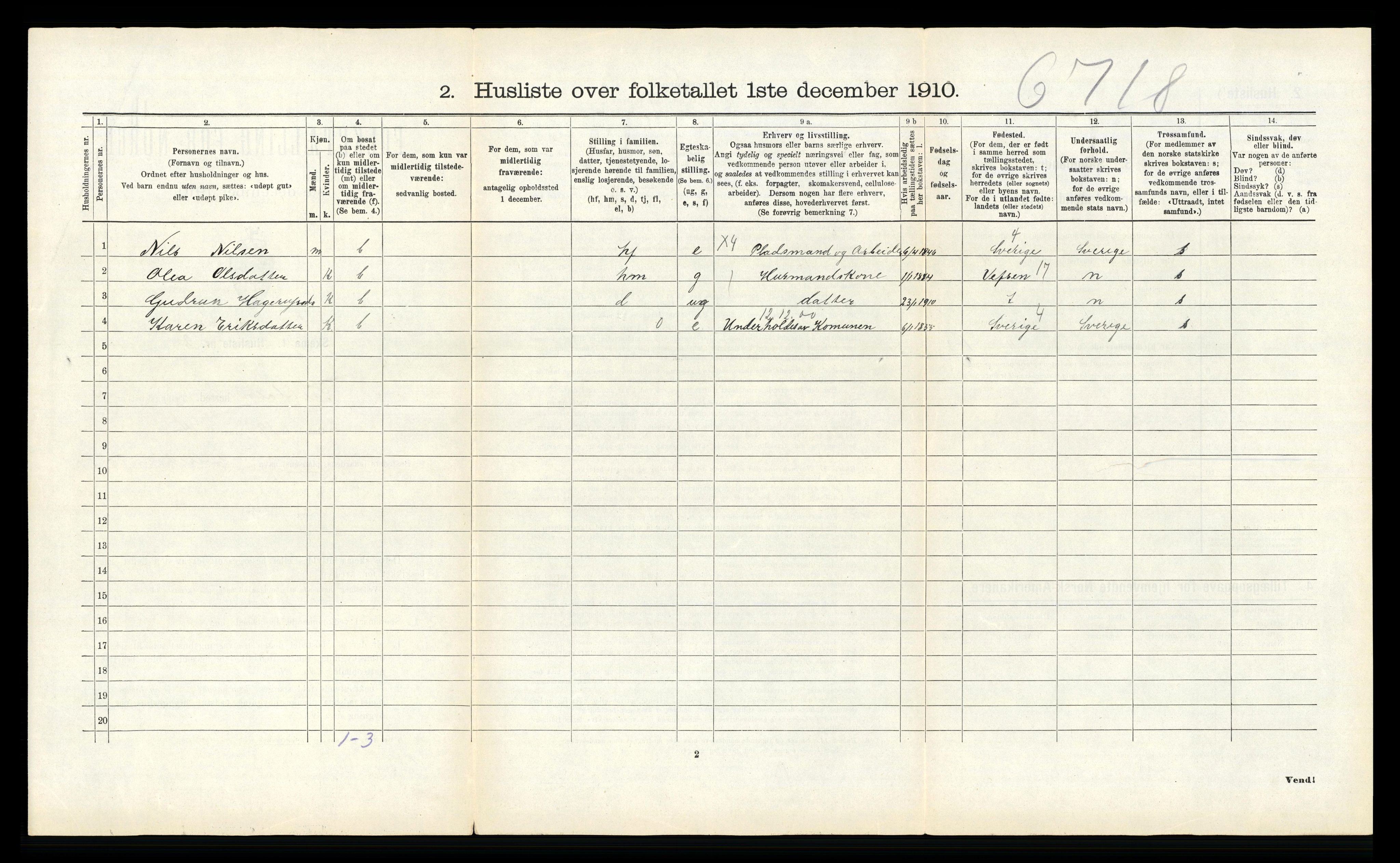 RA, 1910 census for Saltdal, 1910, p. 590