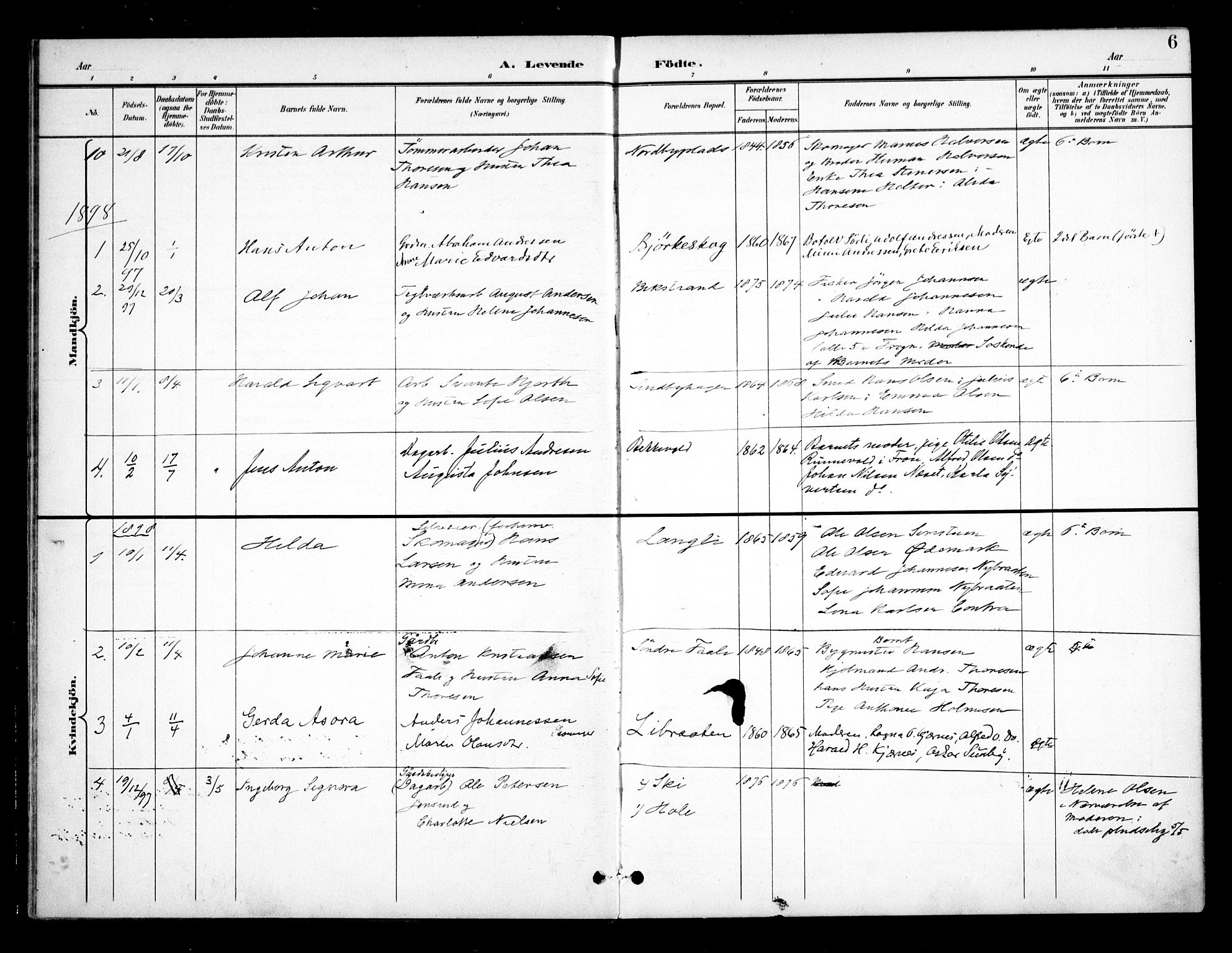Ås prestekontor Kirkebøker, SAO/A-10894/F/Fb/L0002: Parish register (official) no. II 2, 1895-1916, p. 6
