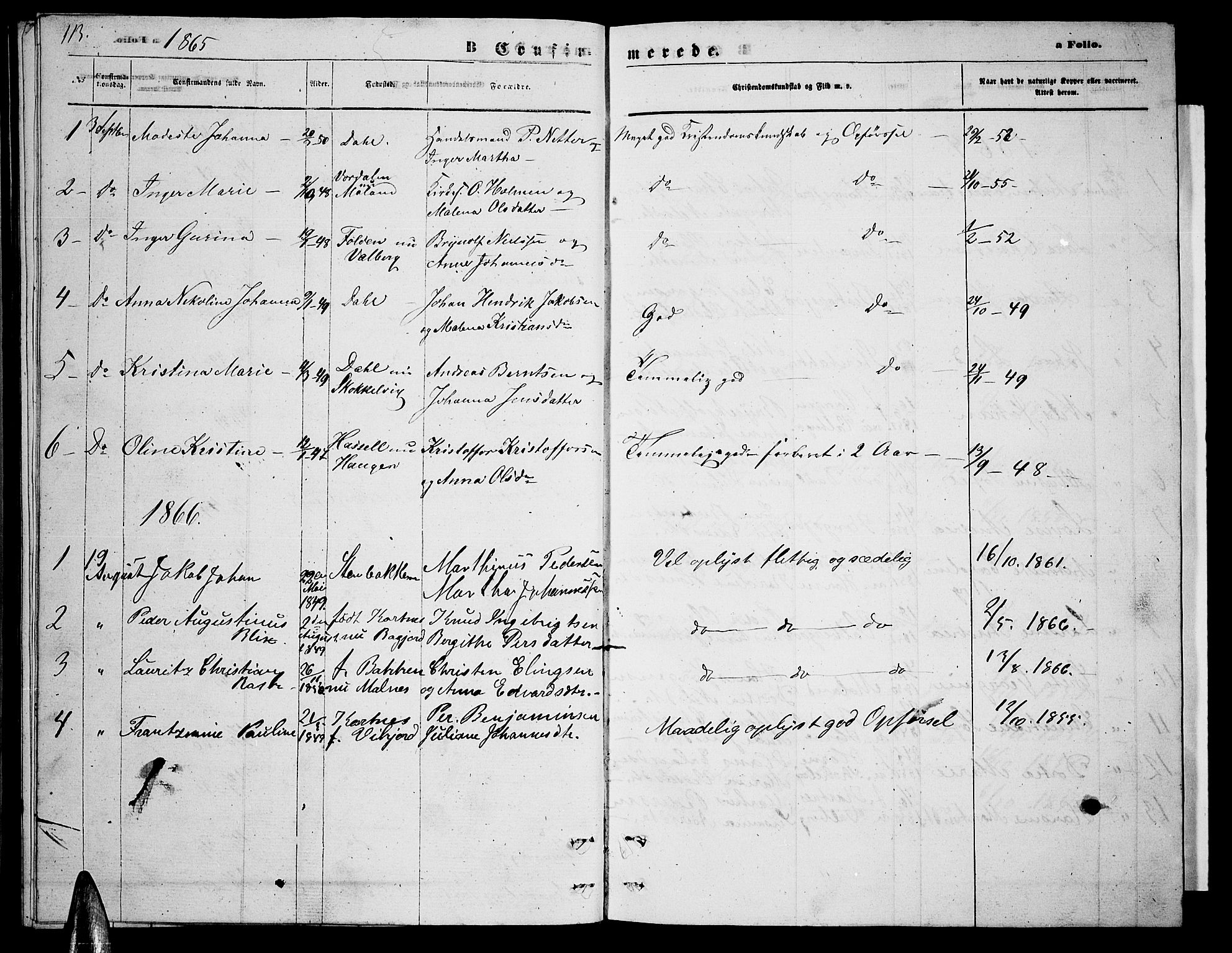 Ministerialprotokoller, klokkerbøker og fødselsregistre - Nordland, AV/SAT-A-1459/884/L1196: Parish register (copy) no. 884C02, 1860-1887, p. 113