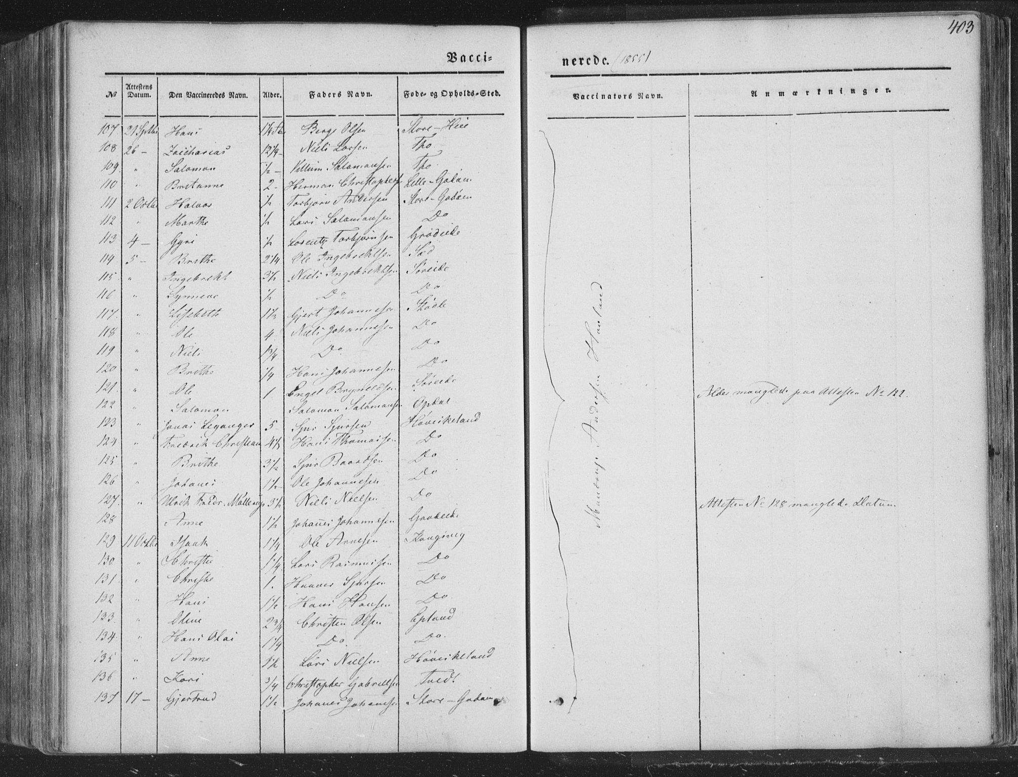 Tysnes sokneprestembete, AV/SAB-A-78601/H/Haa: Parish register (official) no. A 10, 1848-1859, p. 403