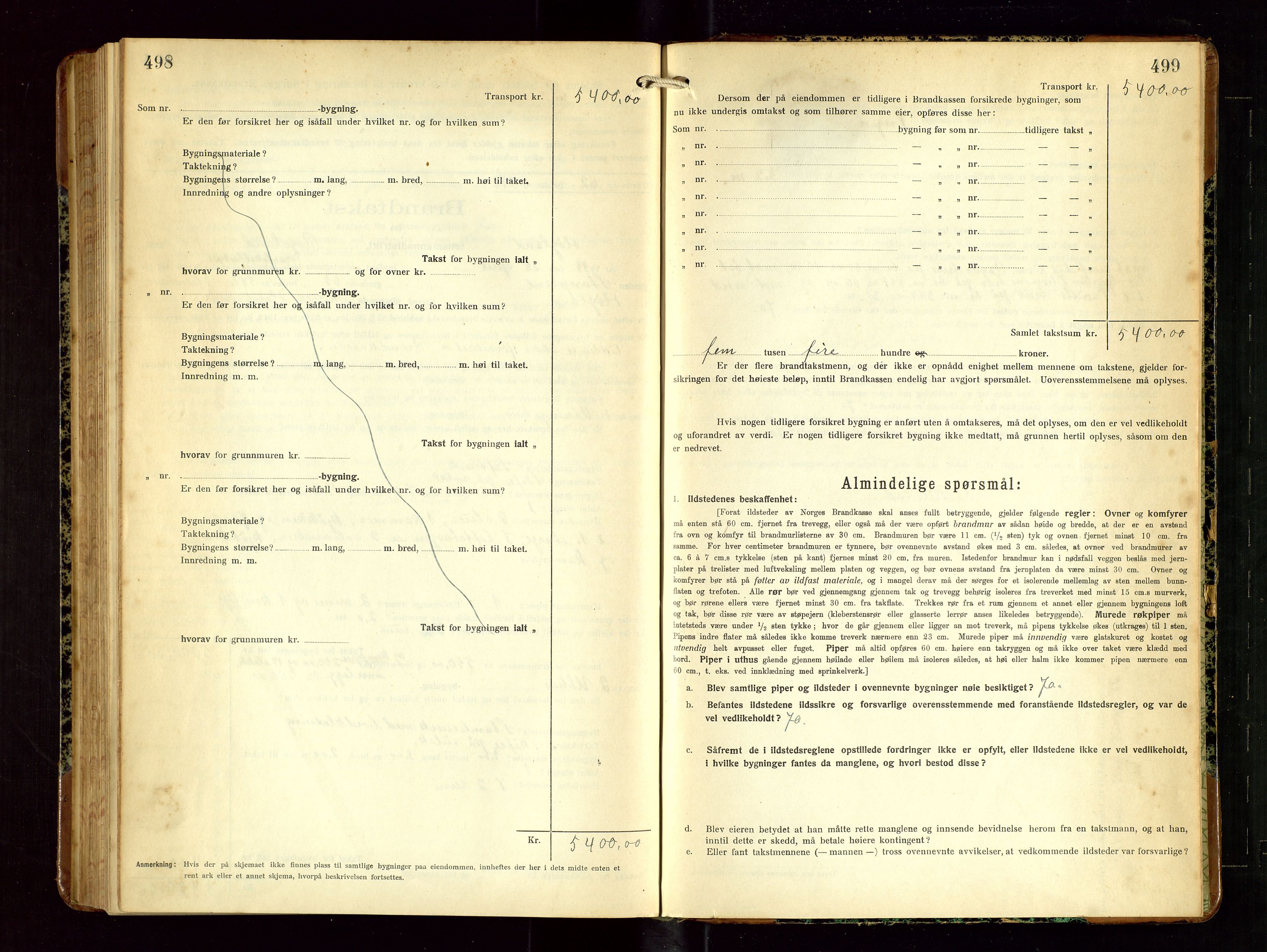 Høyland/Sandnes lensmannskontor, AV/SAST-A-100166/Gob/L0004: "Brandtakstprotokol", 1924-1933, p. 498-499