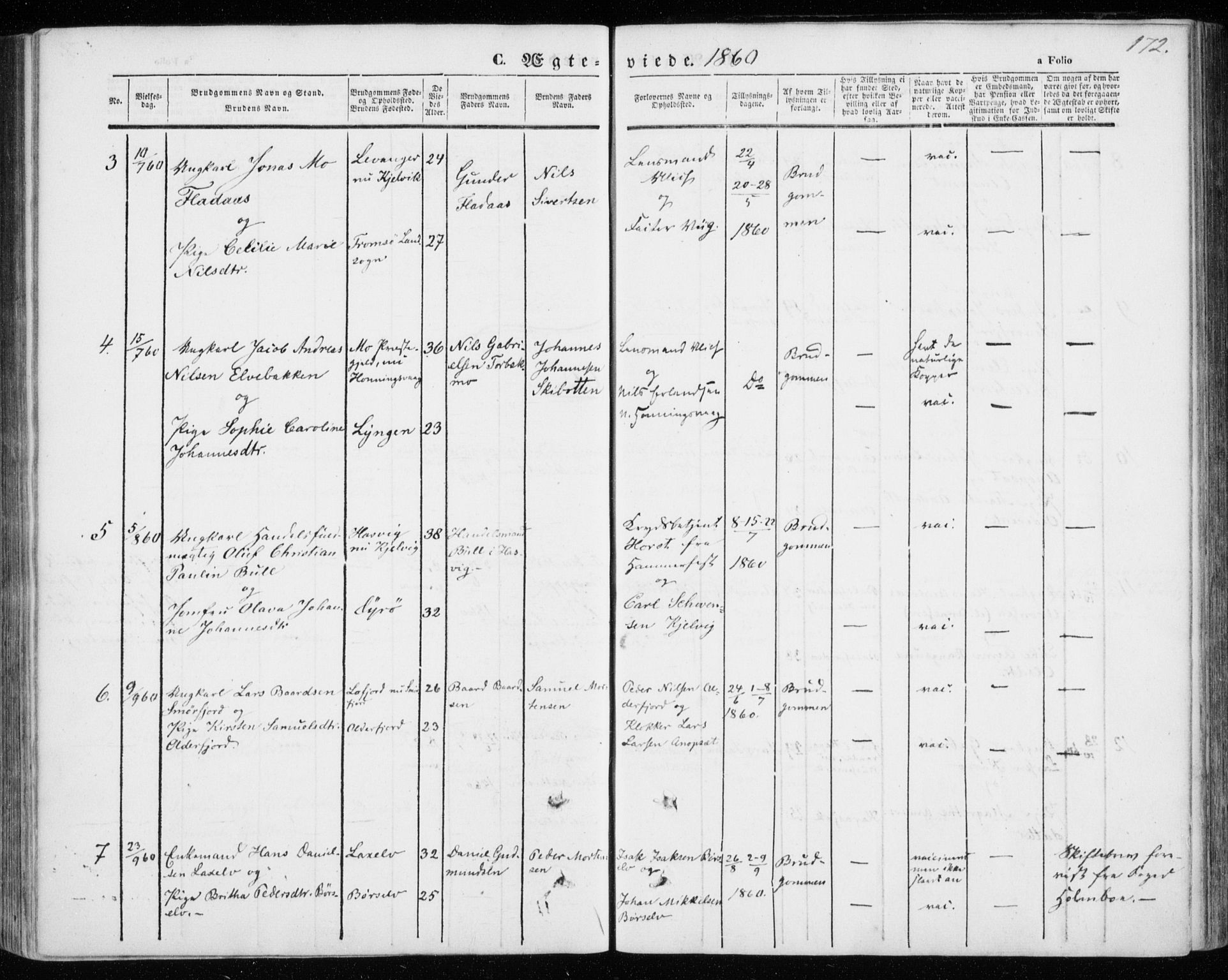 Kistrand/Porsanger sokneprestembete, SATØ/S-1351/H/Ha/L0004.kirke: Parish register (official) no. 4, 1843-1860, p. 172