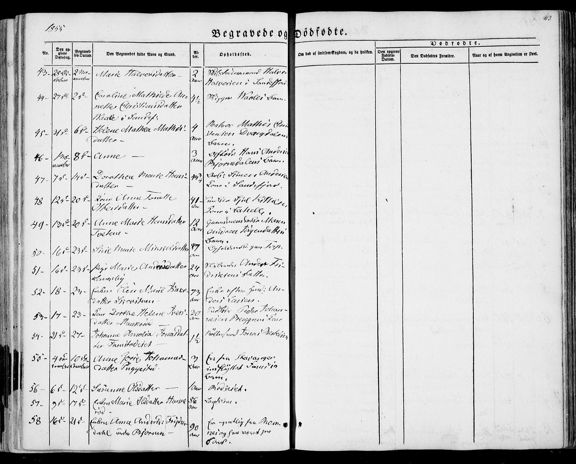 Sandar kirkebøker, AV/SAKO-A-243/F/Fa/L0007: Parish register (official) no. 7, 1855-1861, p. 413