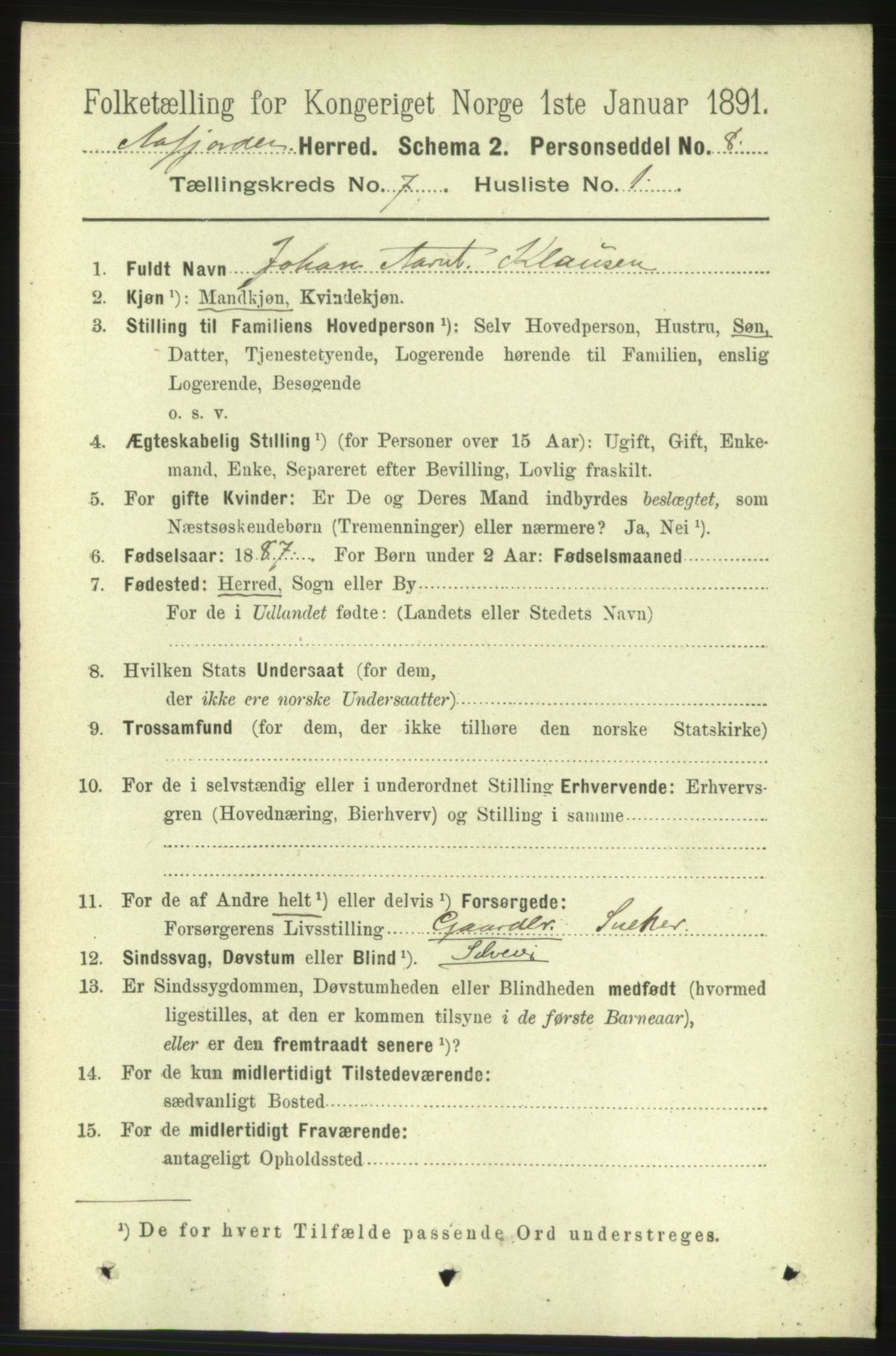 RA, 1891 census for 1630 Åfjord, 1891, p. 1713