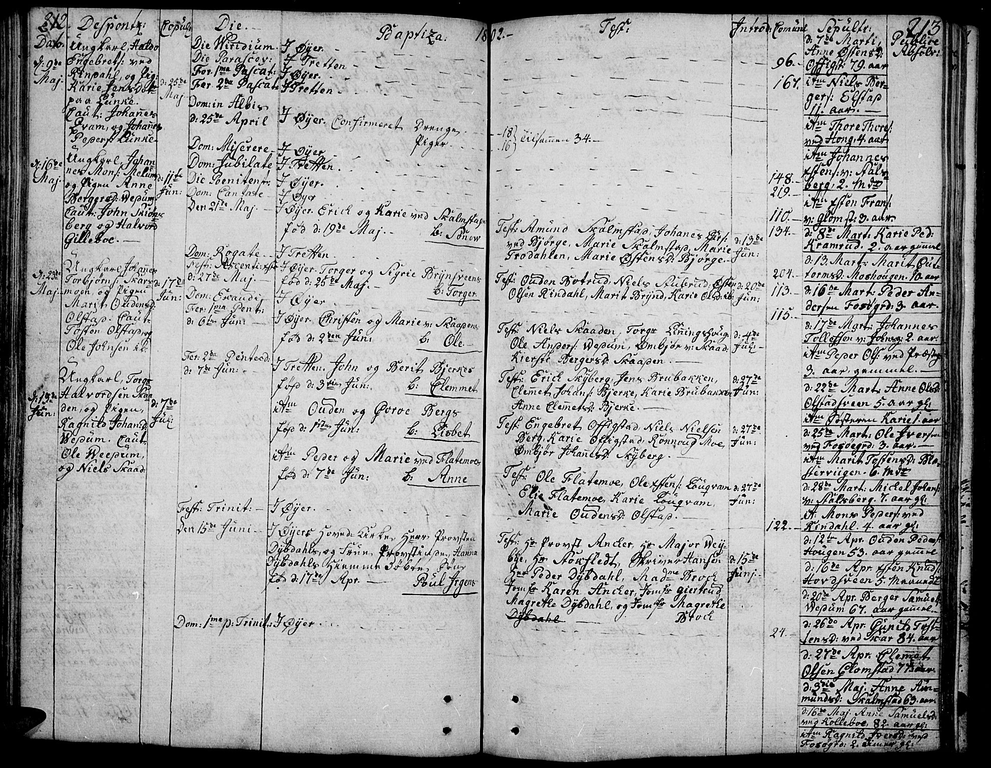 Øyer prestekontor, AV/SAH-PREST-084/H/Ha/Haa/L0003: Parish register (official) no. 3, 1784-1824, p. 212-213