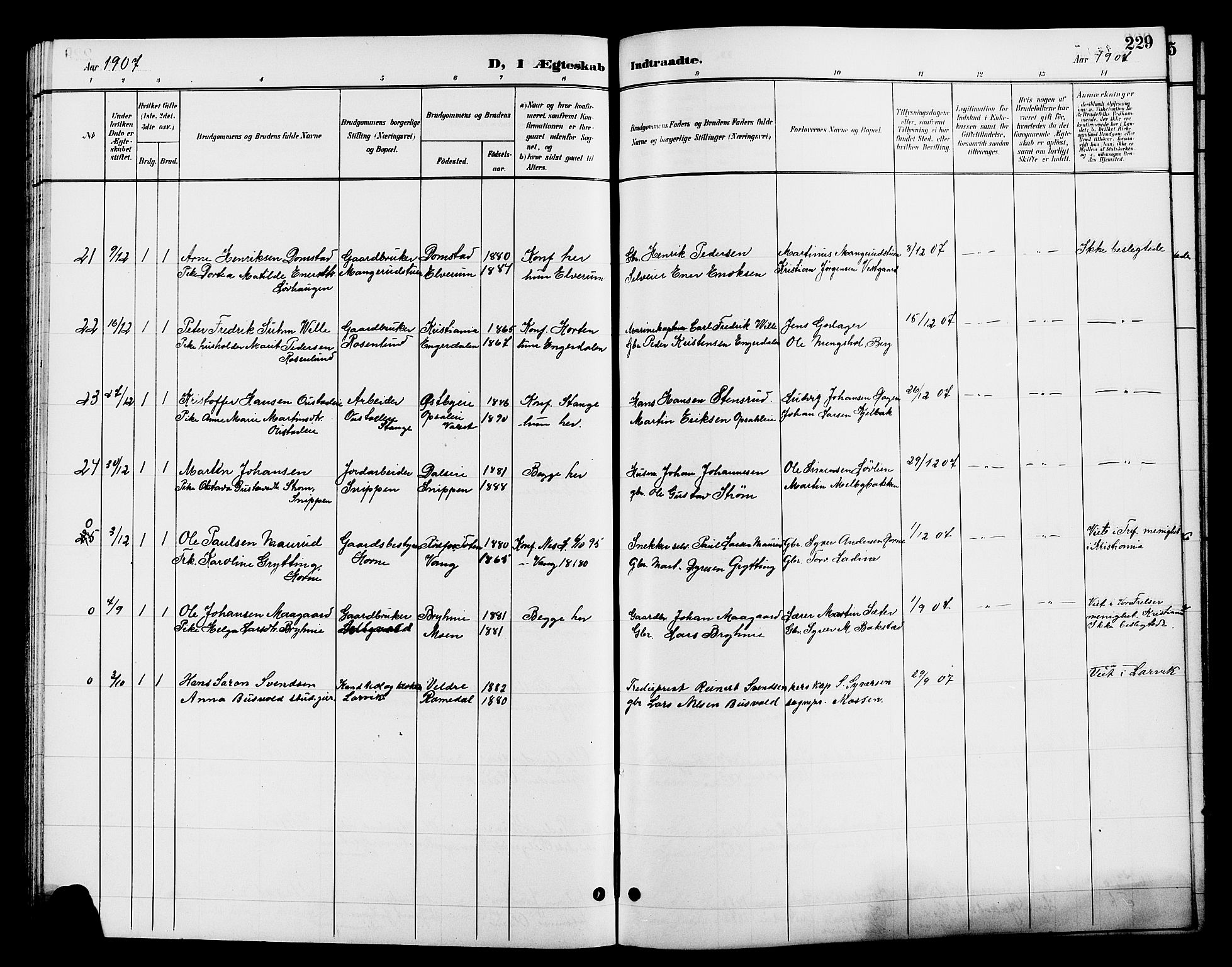 Romedal prestekontor, SAH/PREST-004/L/L0012: Parish register (copy) no. 12, 1896-1914, p. 229