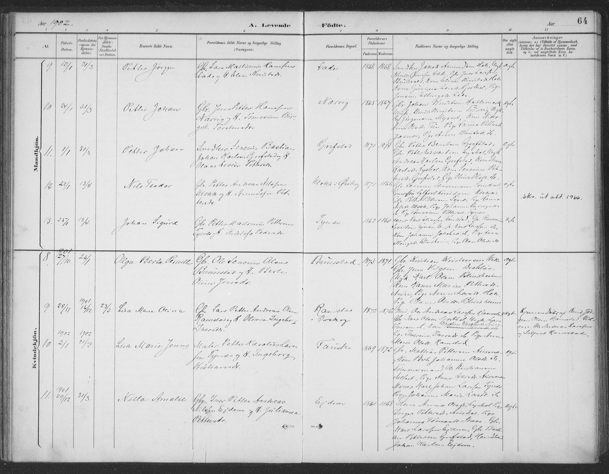 Ministerialprotokoller, klokkerbøker og fødselsregistre - Møre og Romsdal, AV/SAT-A-1454/523/L0335: Parish register (official) no. 523A02, 1891-1911, p. 64