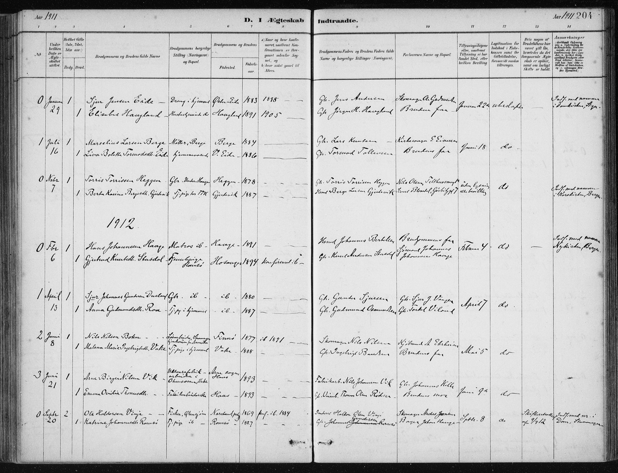 Fjelberg sokneprestembete, AV/SAB-A-75201/H/Haa: Parish register (official) no. D 1, 1879-1918, p. 204