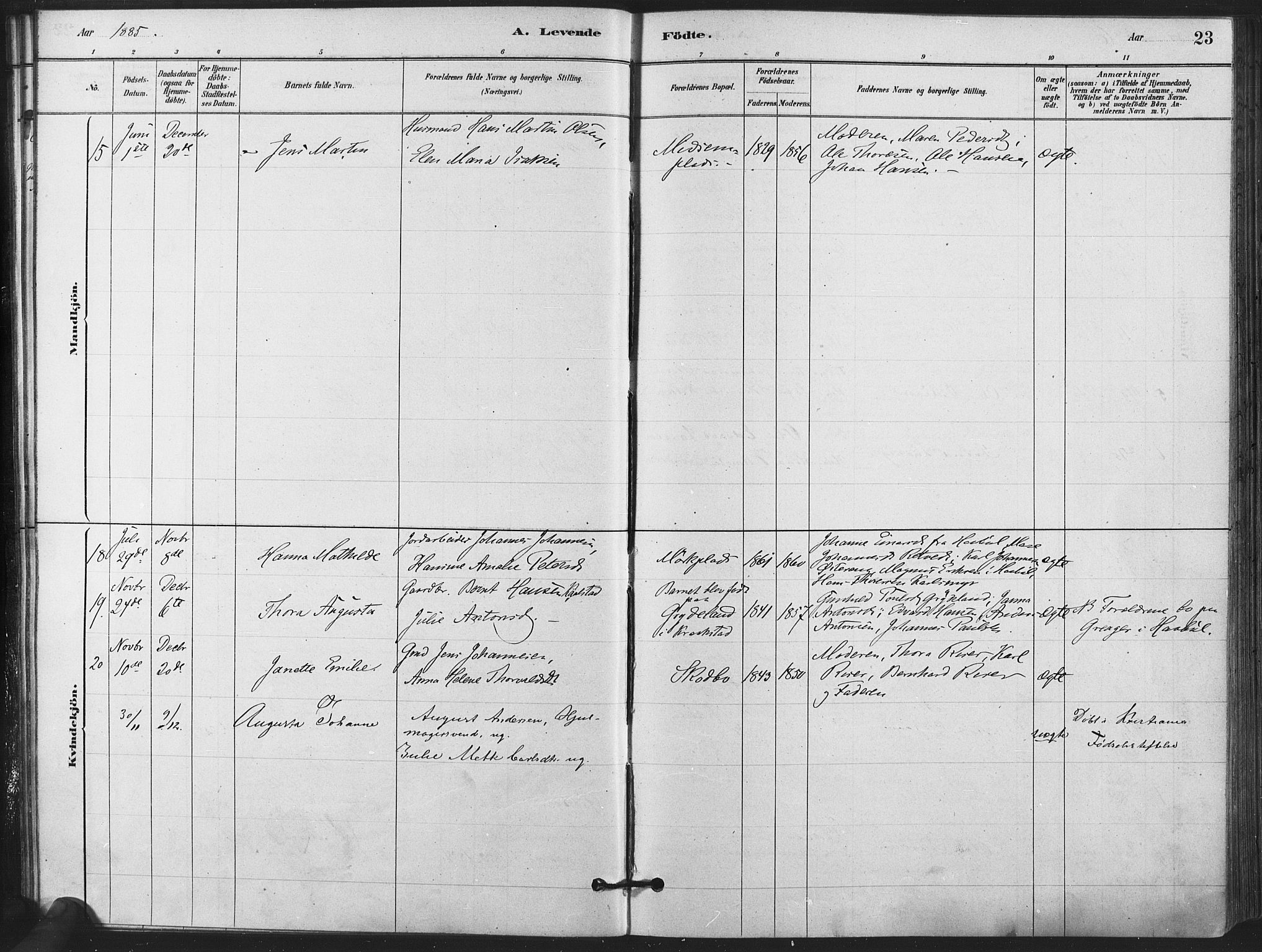 Kråkstad prestekontor Kirkebøker, AV/SAO-A-10125a/F/Fa/L0009: Parish register (official) no. I 9, 1880-1892, p. 23