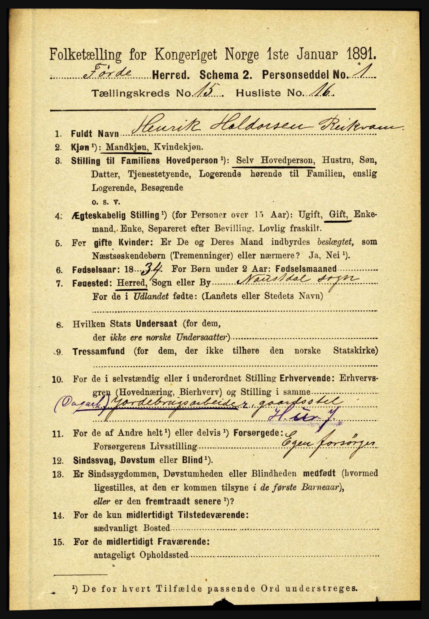 RA, 1891 census for 1432 Førde, 1891, p. 5638