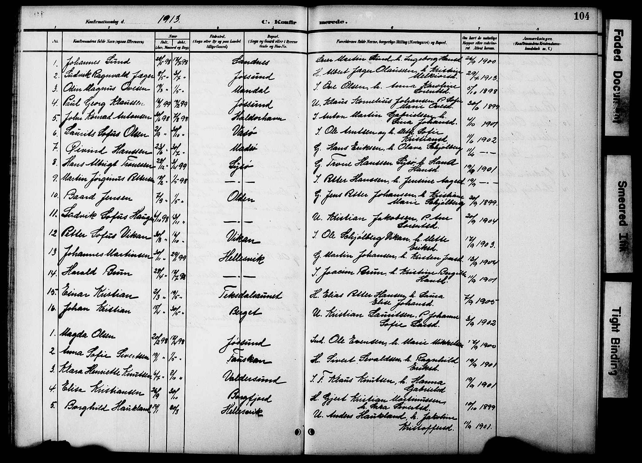 Ministerialprotokoller, klokkerbøker og fødselsregistre - Sør-Trøndelag, SAT/A-1456/654/L0666: Parish register (copy) no. 654C02, 1901-1925, p. 104