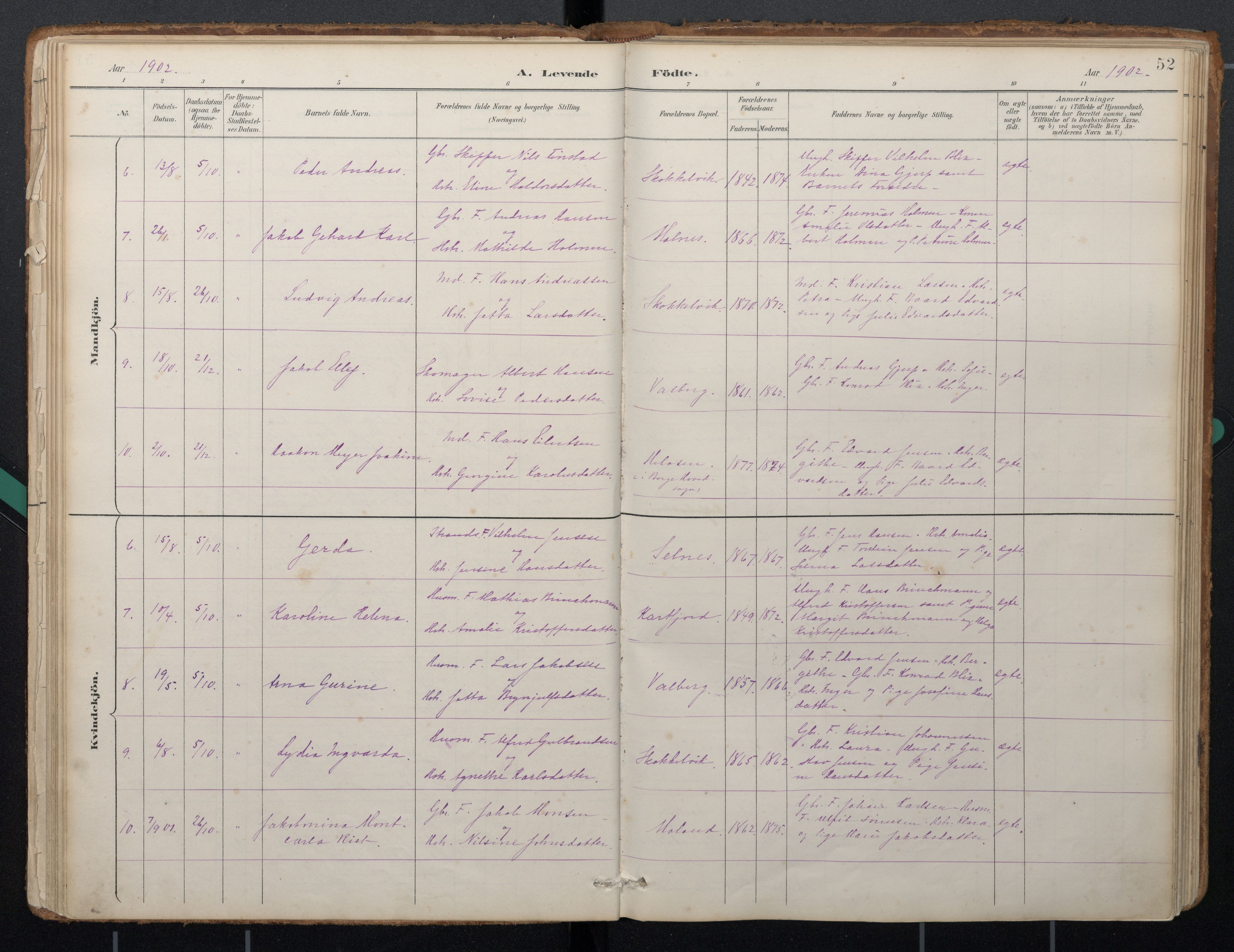 Ministerialprotokoller, klokkerbøker og fødselsregistre - Nordland, AV/SAT-A-1459/884/L1193: Parish register (official) no. 884A01, 1888-1905, p. 52