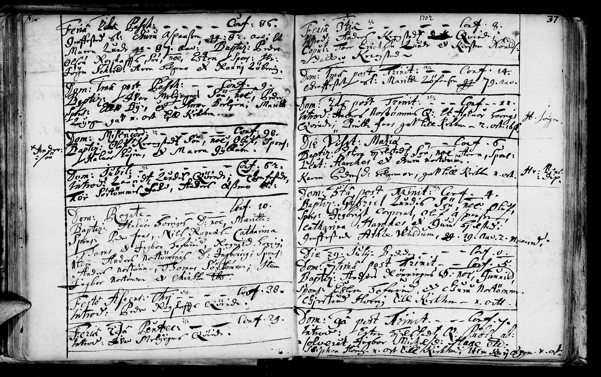 Ministerialprotokoller, klokkerbøker og fødselsregistre - Sør-Trøndelag, SAT/A-1456/692/L1101: Parish register (official) no. 692A01, 1690-1746, p. 37