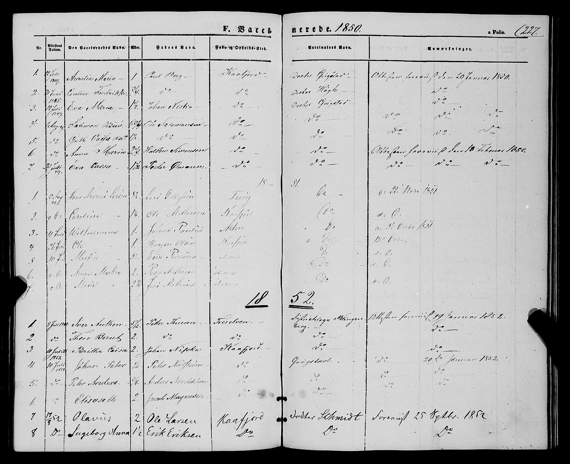 Talvik sokneprestkontor, SATØ/S-1337/H/Ha/L0016kirke: Parish register (official) no. 16, 1847-1857, p. 227