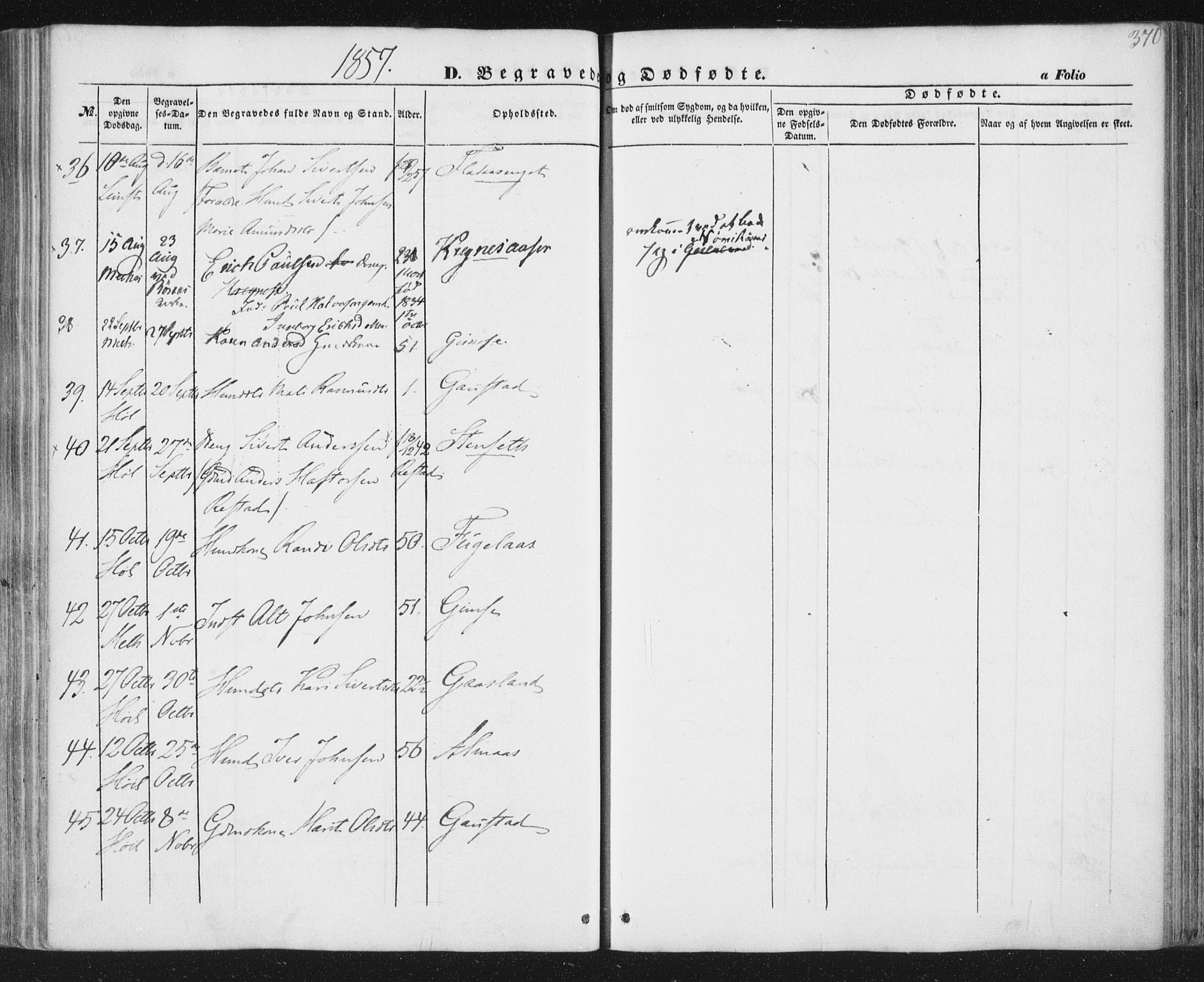 Ministerialprotokoller, klokkerbøker og fødselsregistre - Sør-Trøndelag, AV/SAT-A-1456/691/L1076: Parish register (official) no. 691A08, 1852-1861, p. 370