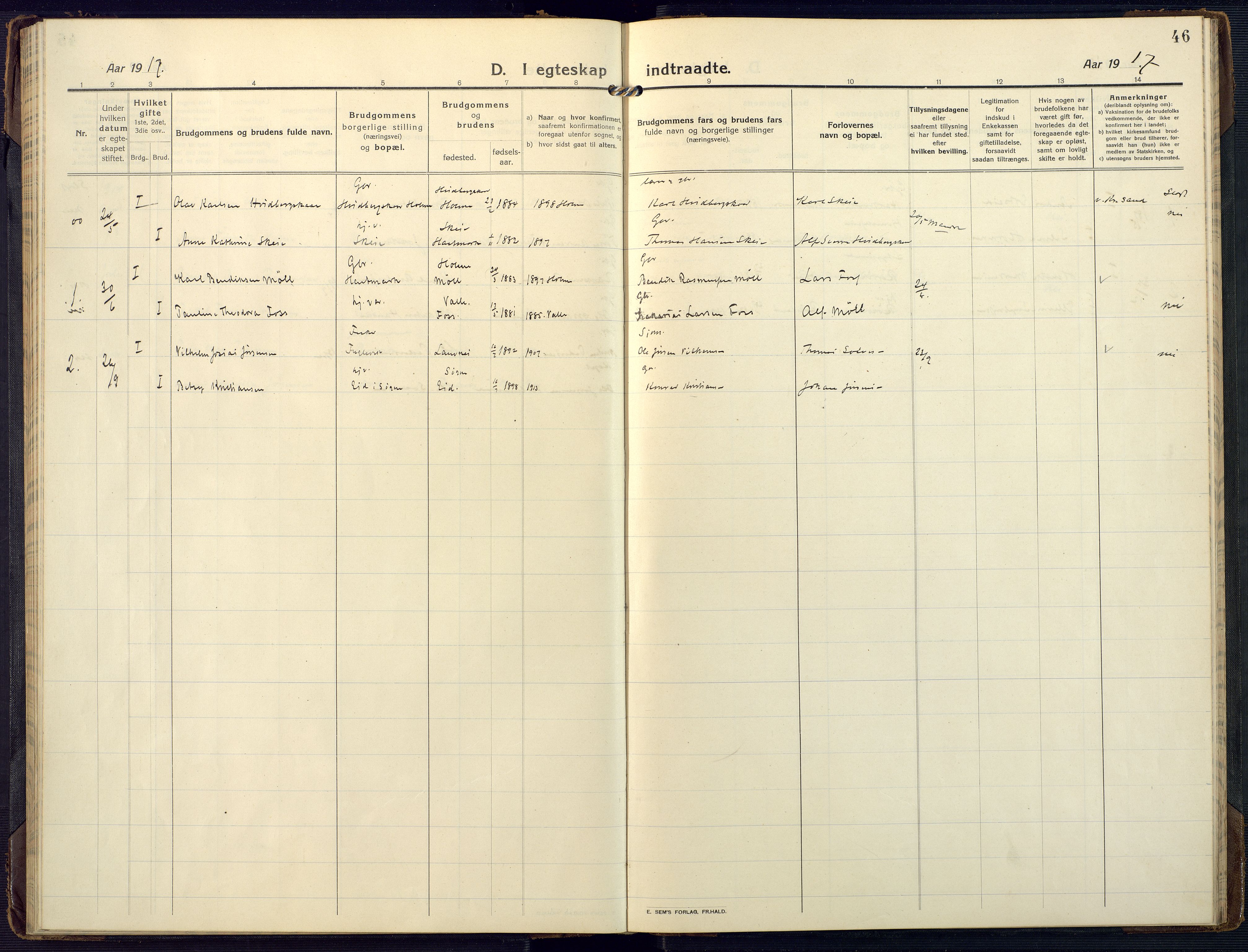 Mandal sokneprestkontor, SAK/1111-0030/F/Fa/Fab/L0003: Parish register (official) no. A 3, 1913-1933, p. 46