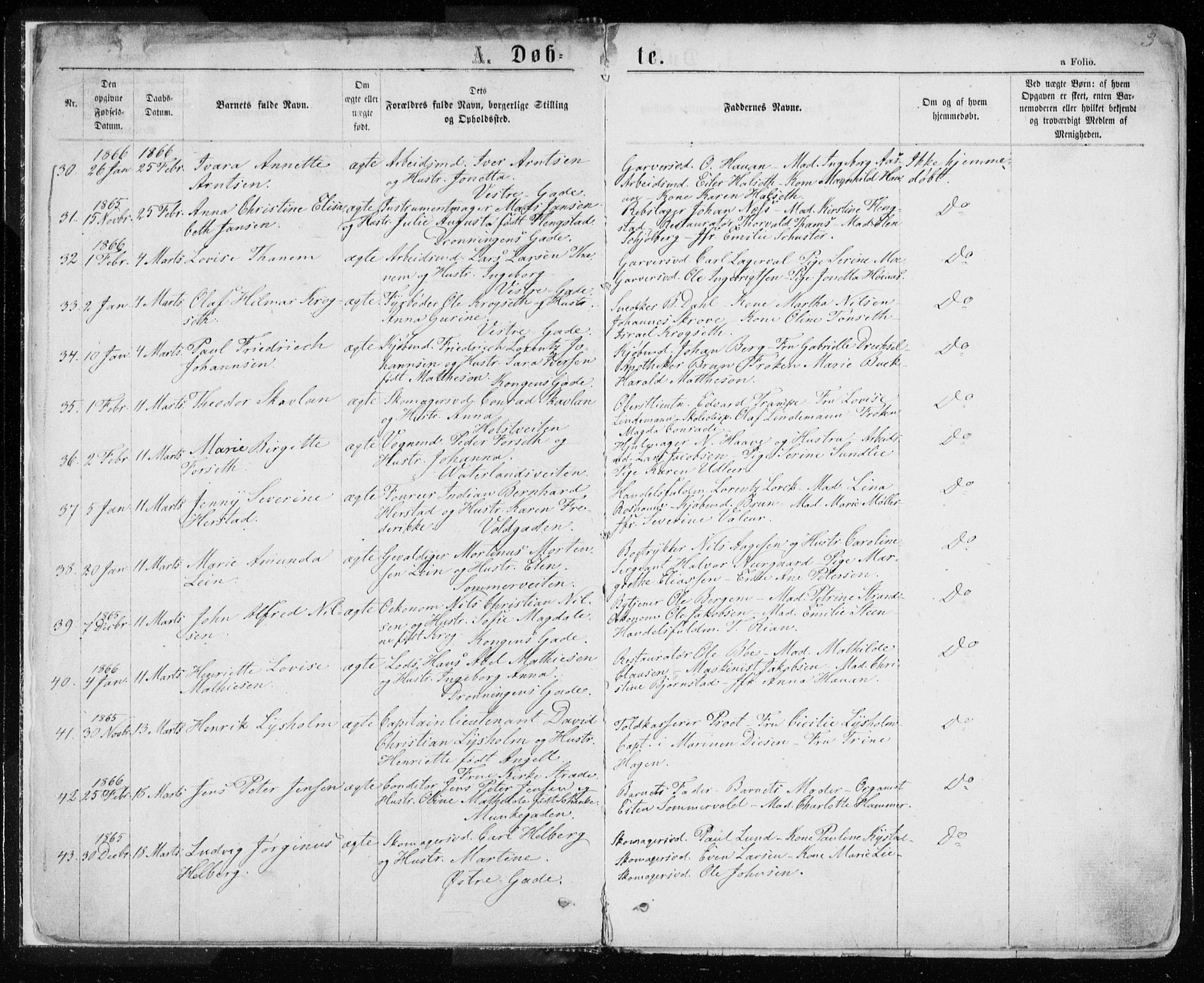 Ministerialprotokoller, klokkerbøker og fødselsregistre - Sør-Trøndelag, SAT/A-1456/601/L0054: Parish register (official) no. 601A22, 1866-1877, p. 3
