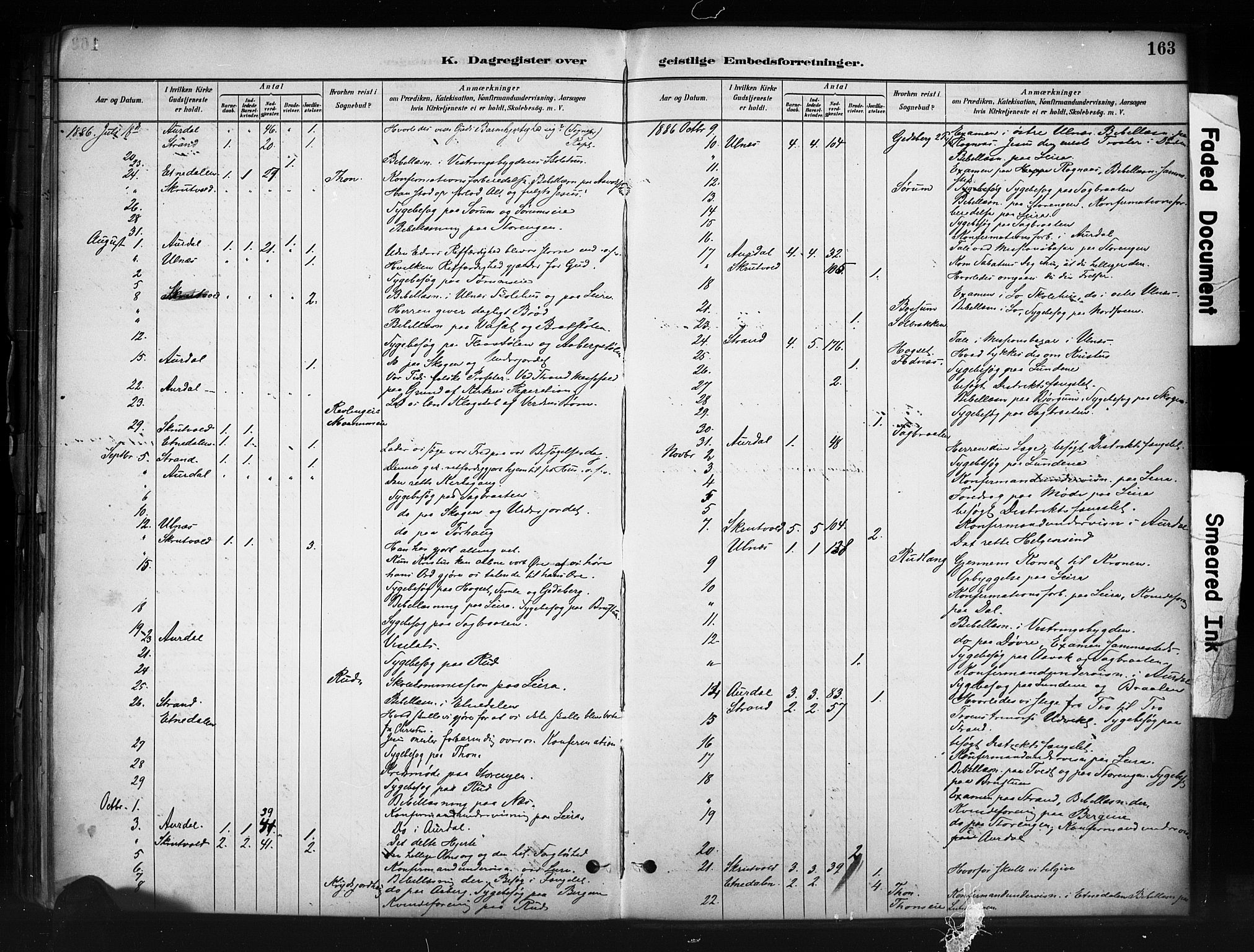 Nord-Aurdal prestekontor, AV/SAH-PREST-132/H/Ha/Haa/L0013: Parish register (official) no. 13, 1883-1895, p. 163