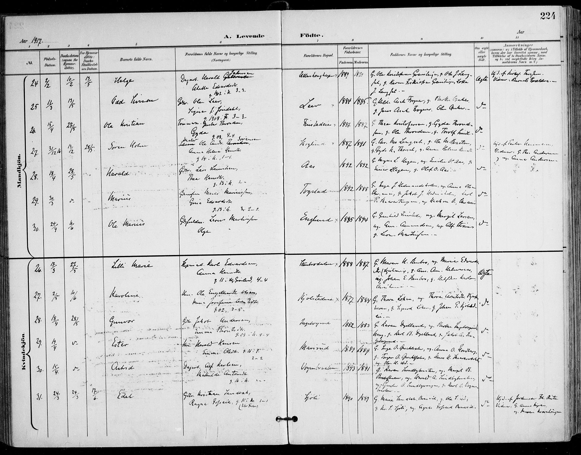 Nes prestekontor Kirkebøker, AV/SAO-A-10410/F/Fa/L0011: Parish register (official) no. I 11, 1899-1918, p. 224