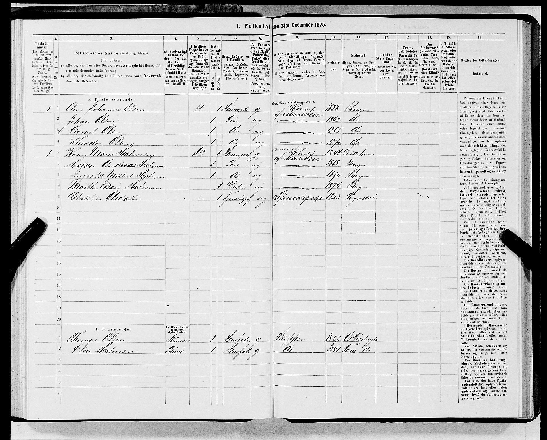 SAB, 1875 census for 1301 Bergen, 1875, p. 6075