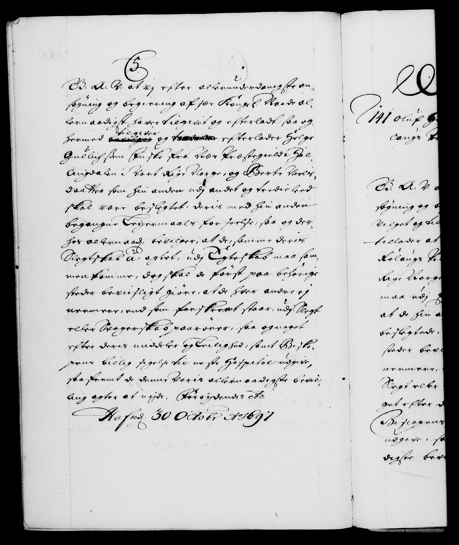 Danske Kanselli 1572-1799, AV/RA-EA-3023/F/Fc/Fca/Fcaa/L0016: Norske registre (mikrofilm), 1692-1697, p. 485b