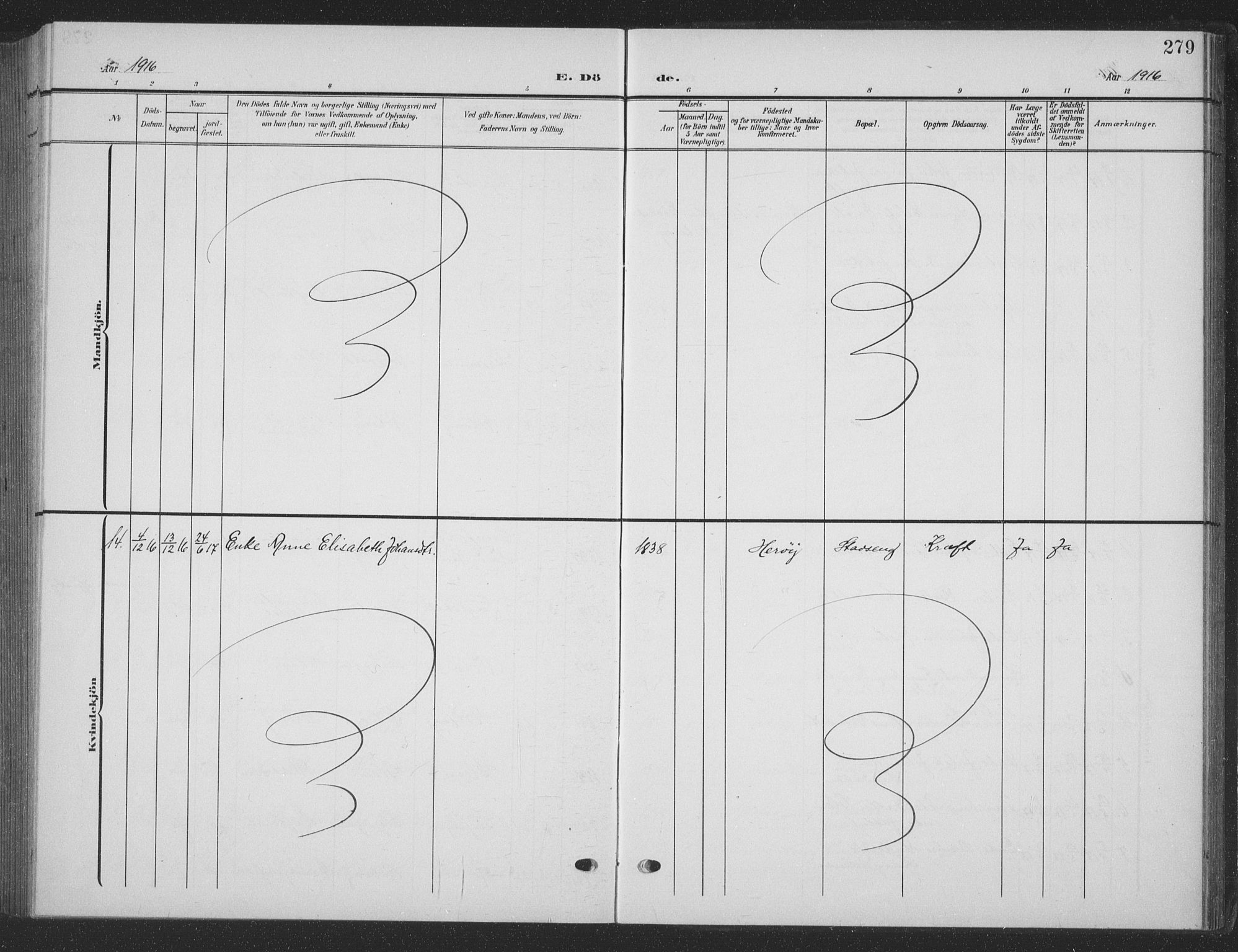 Ministerialprotokoller, klokkerbøker og fødselsregistre - Nordland, AV/SAT-A-1459/835/L0533: Parish register (copy) no. 835C05, 1906-1939, p. 279