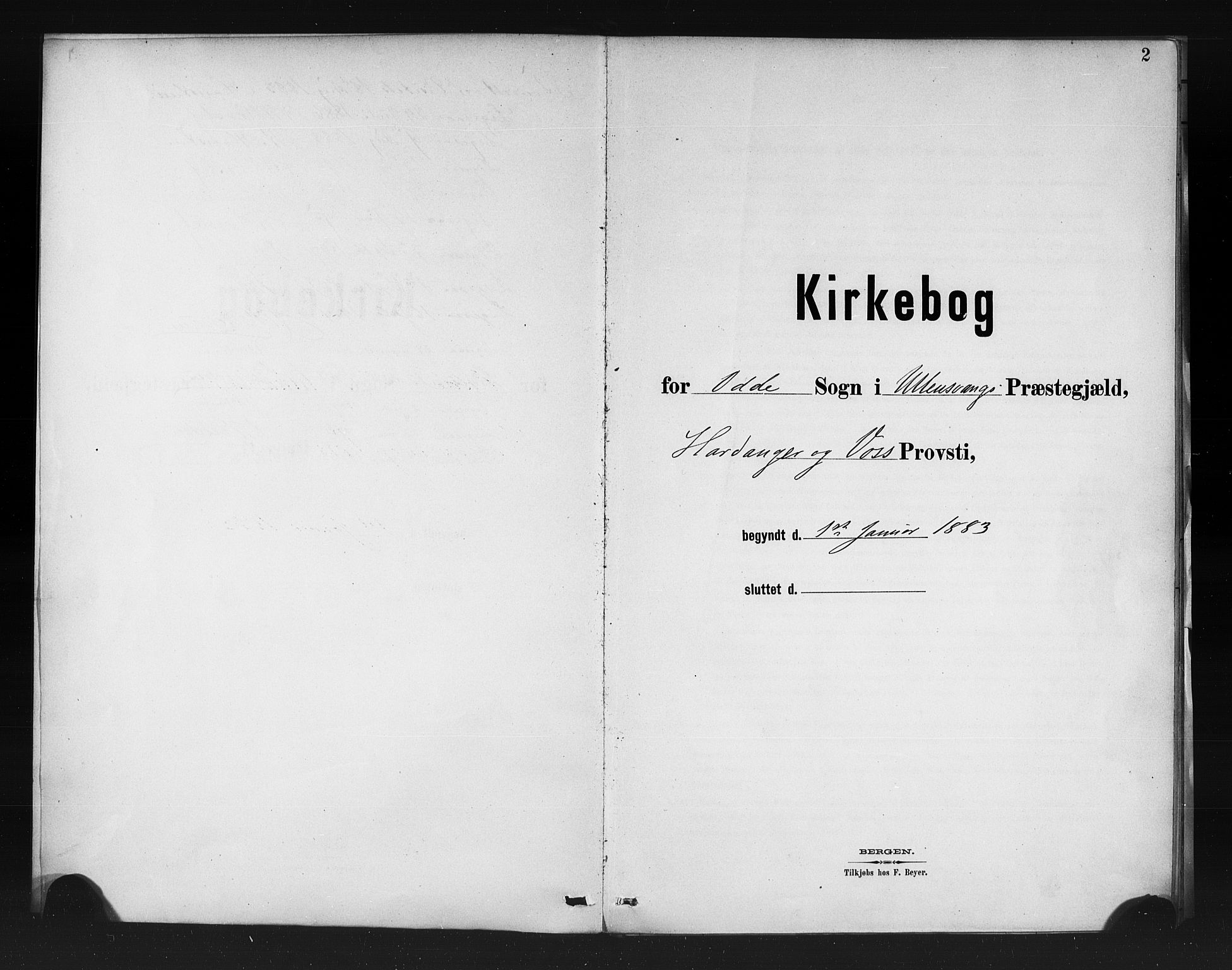 Odda Sokneprestembete, AV/SAB-A-77201/H/Haa: Parish register (official) no. A 1, 1883-1919, p. 2