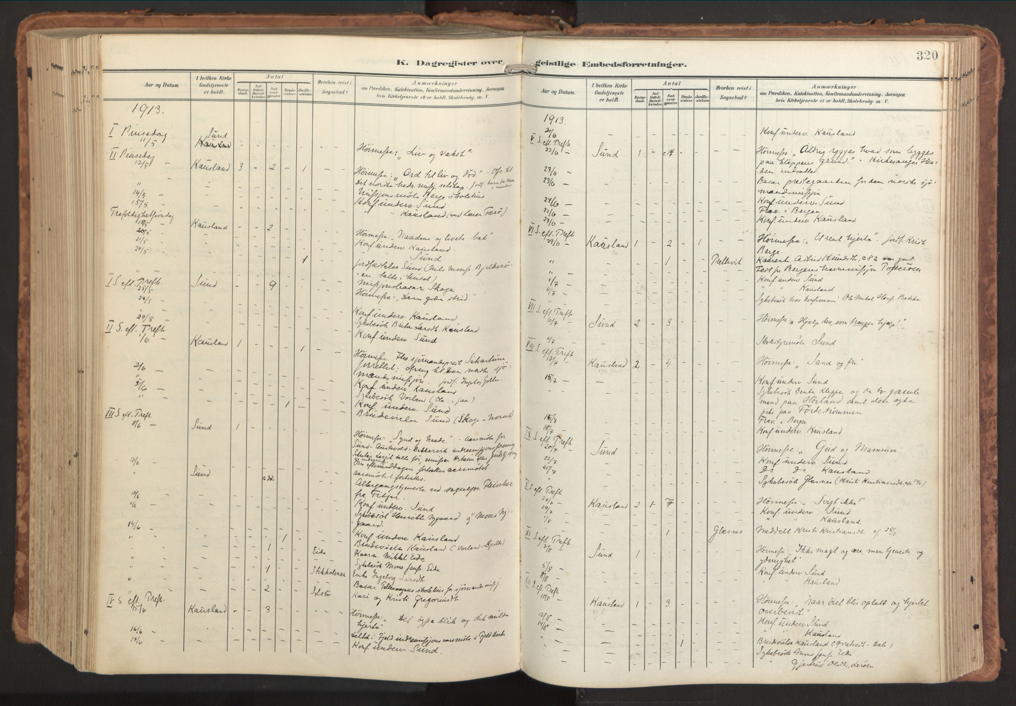 Sund sokneprestembete, AV/SAB-A-99930: Parish register (official) no. B 2, 1907-1926, p. 320