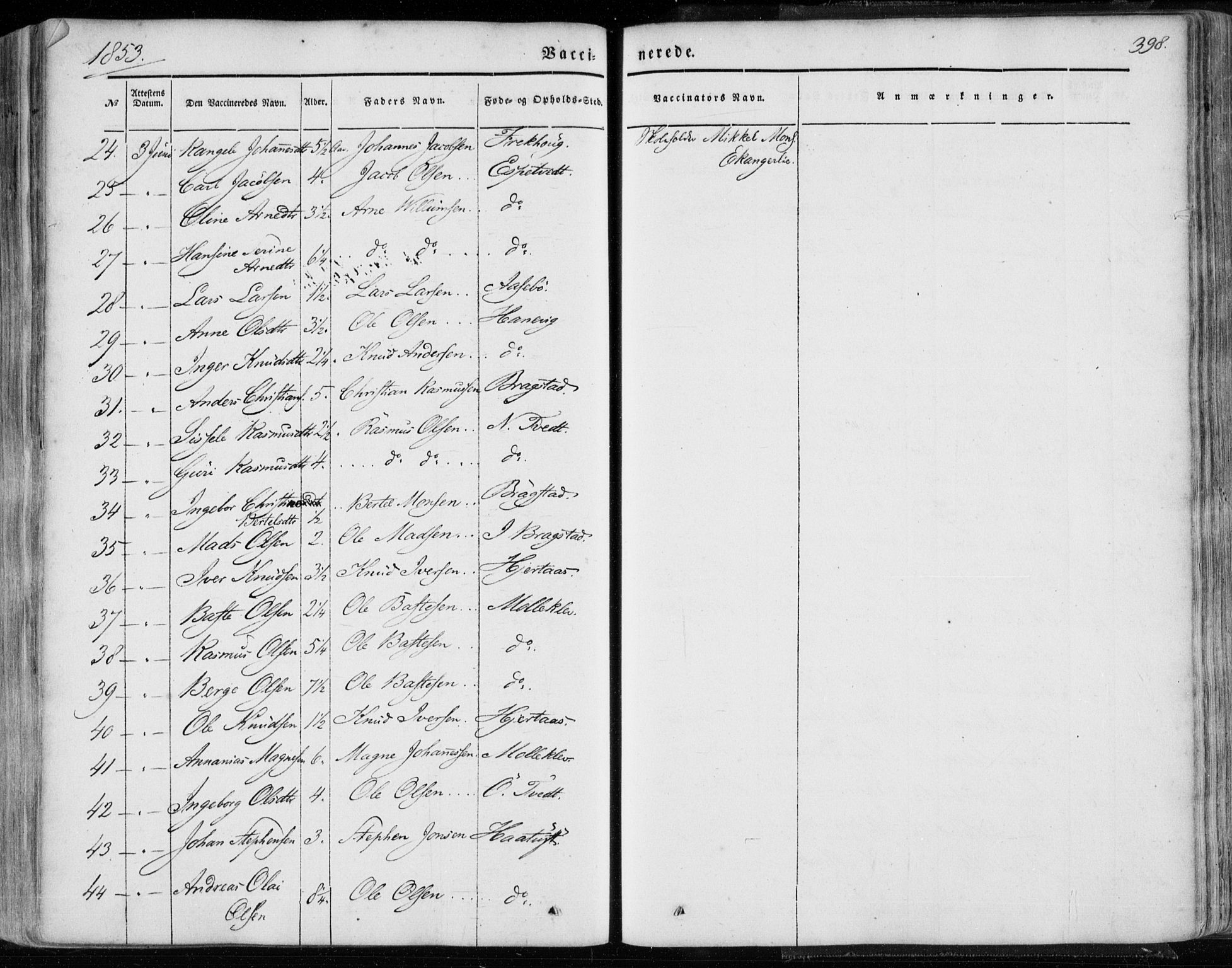 Hamre sokneprestembete, AV/SAB-A-75501/H/Ha/Haa/Haaa/L0013: Parish register (official) no. A 13, 1846-1857, p. 398