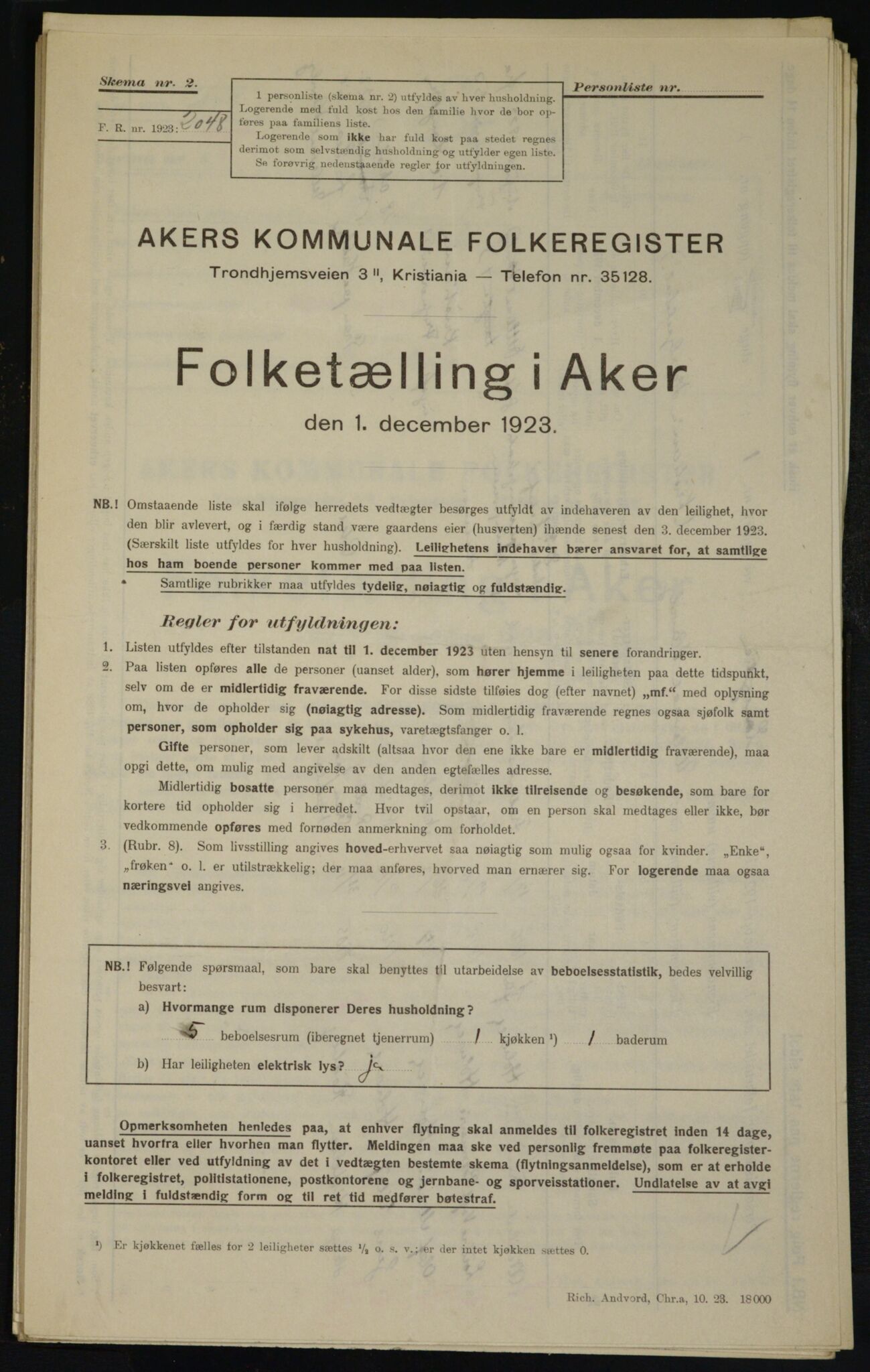 , Municipal Census 1923 for Aker, 1923, p. 21247