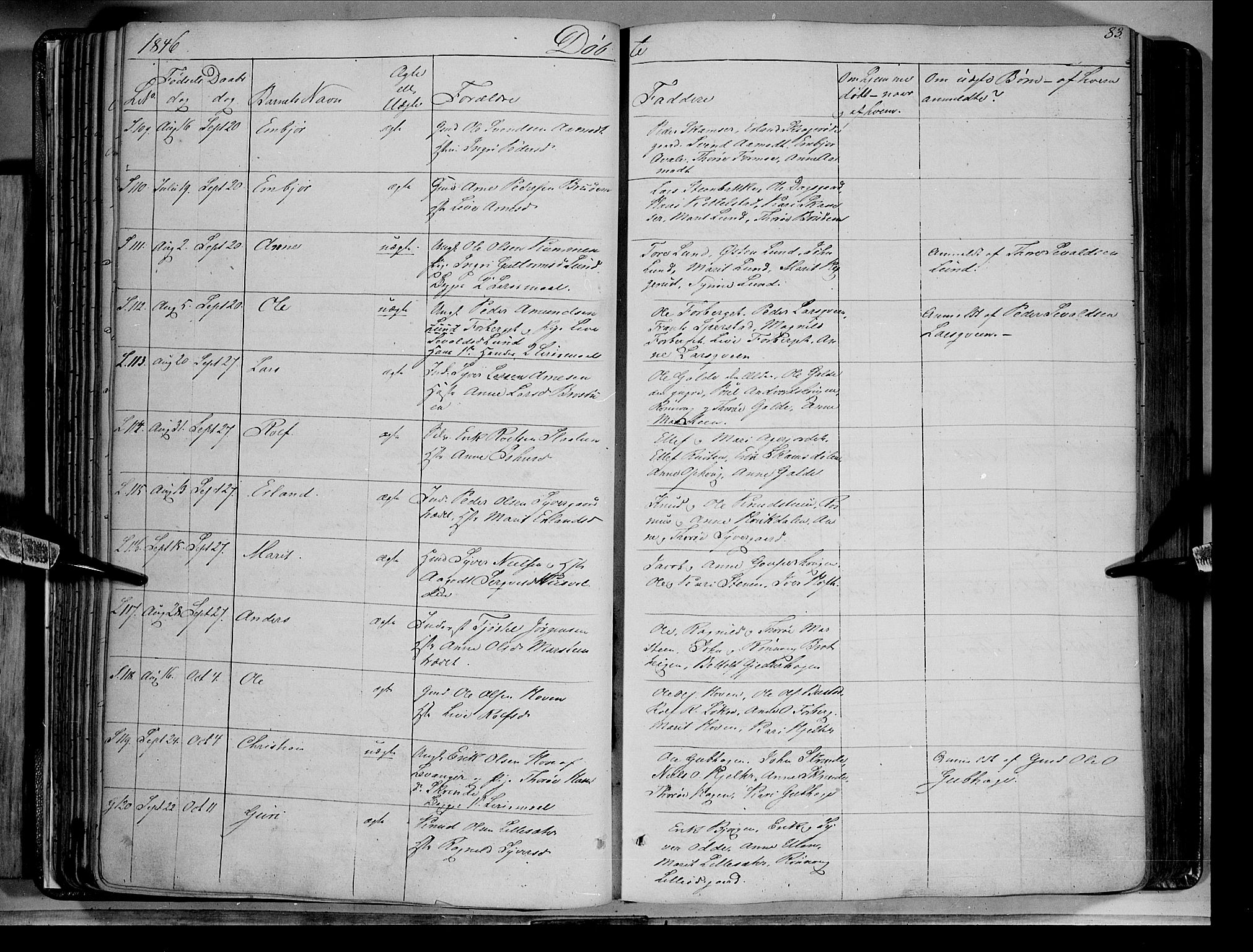 Lom prestekontor, AV/SAH-PREST-070/K/L0006: Parish register (official) no. 6A, 1837-1863, p. 83