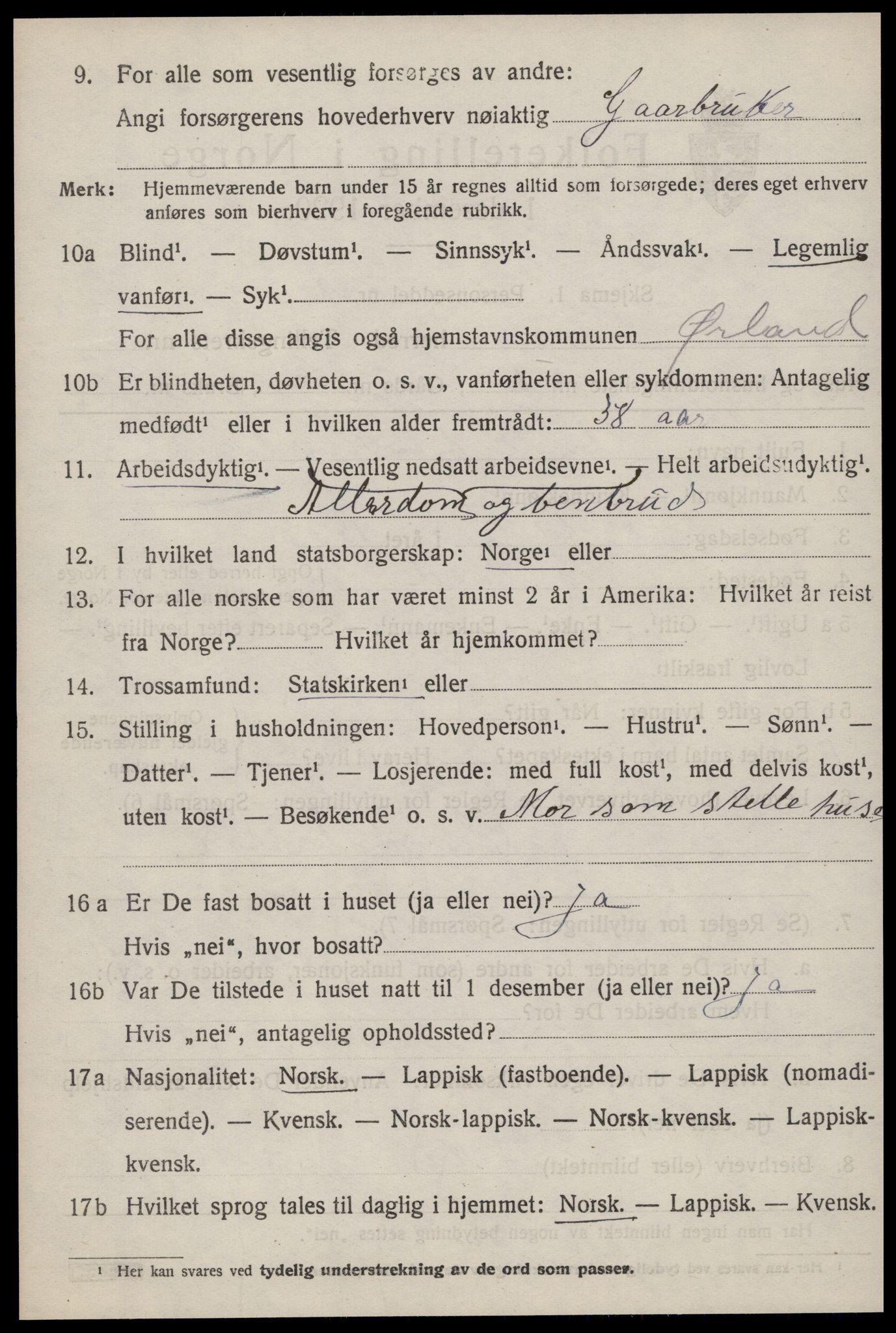 SAT, 1920 census for Ørland, 1920, p. 7860