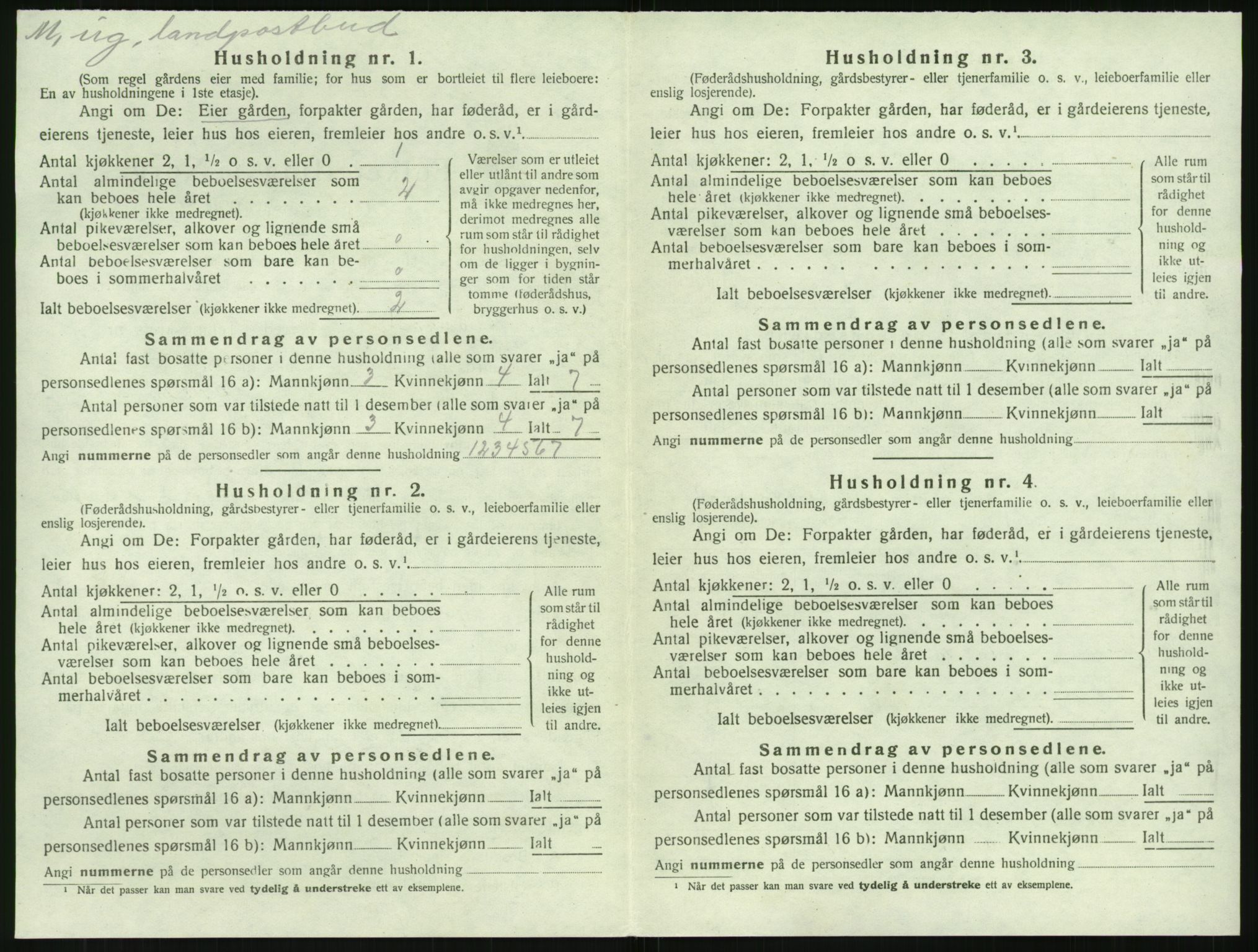 SAK, 1920 census for Øyestad, 1920, p. 1721