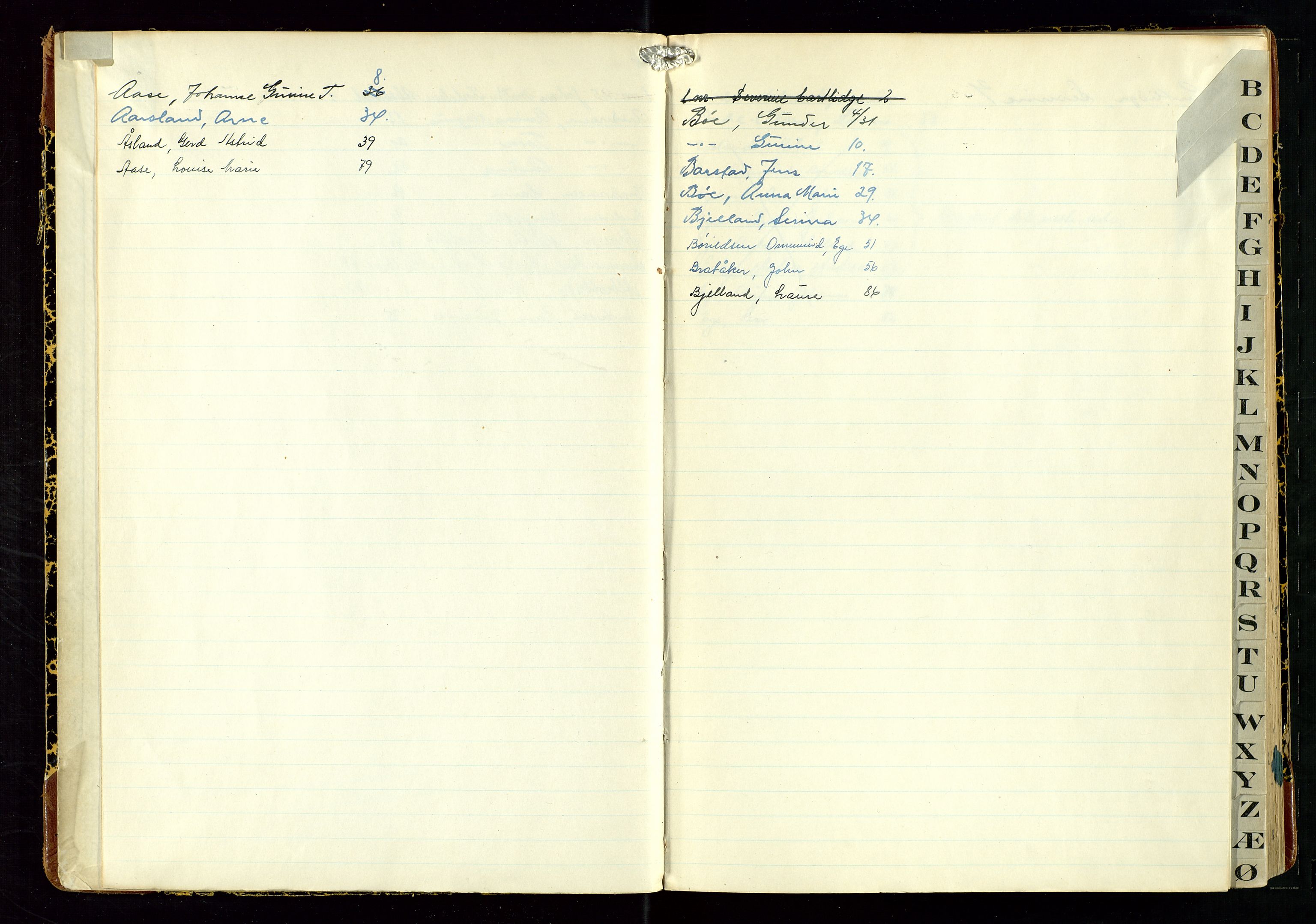 Eigersund lensmannskontor, AV/SAST-A-100171/Gga/L0017: "Protokoll over anmeldte dødsfall" m/alfabetisk navneregister, 1951-1954