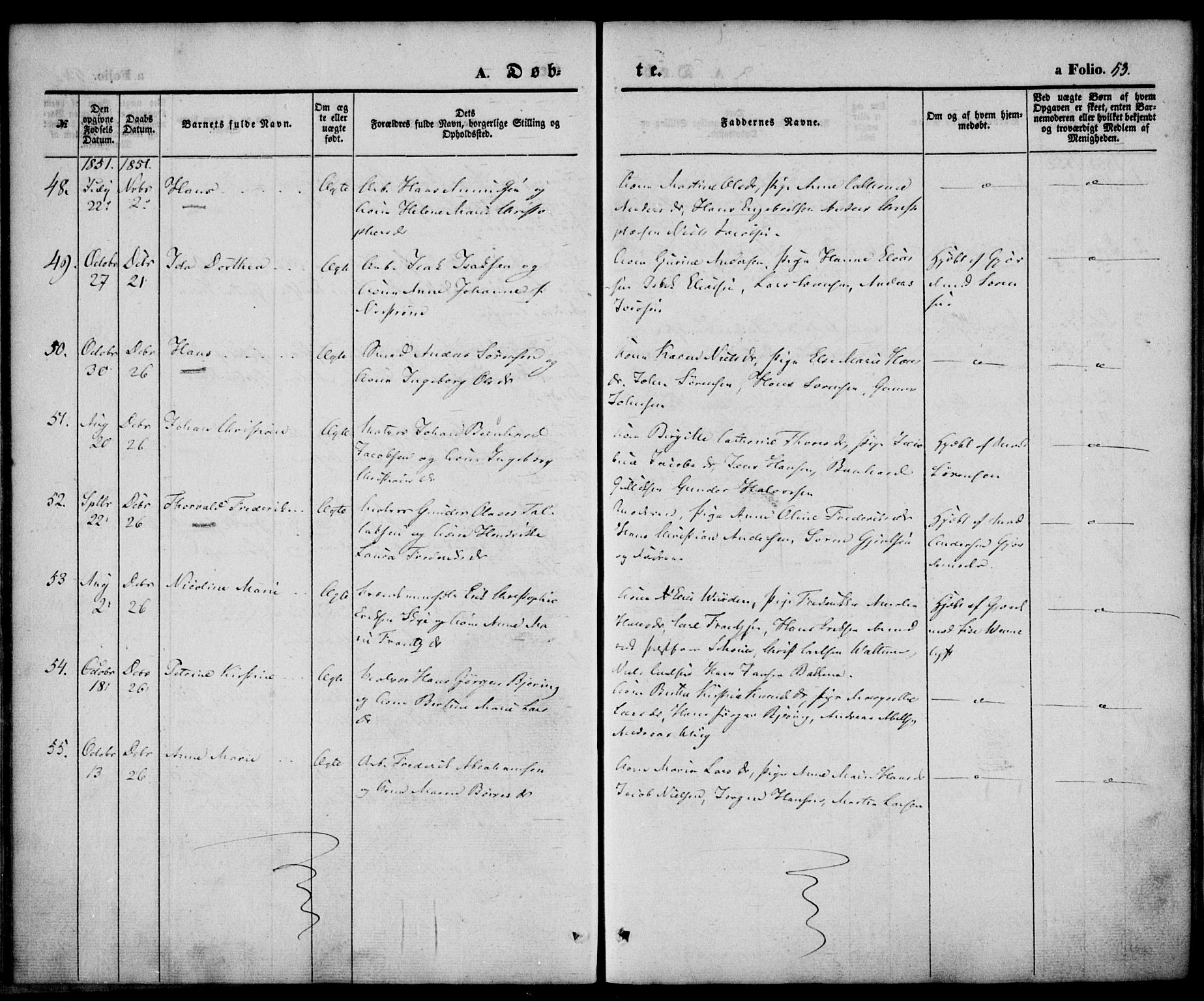 Larvik kirkebøker, AV/SAKO-A-352/F/Fb/L0003: Parish register (official) no. II 3, 1842-1856, p. 53