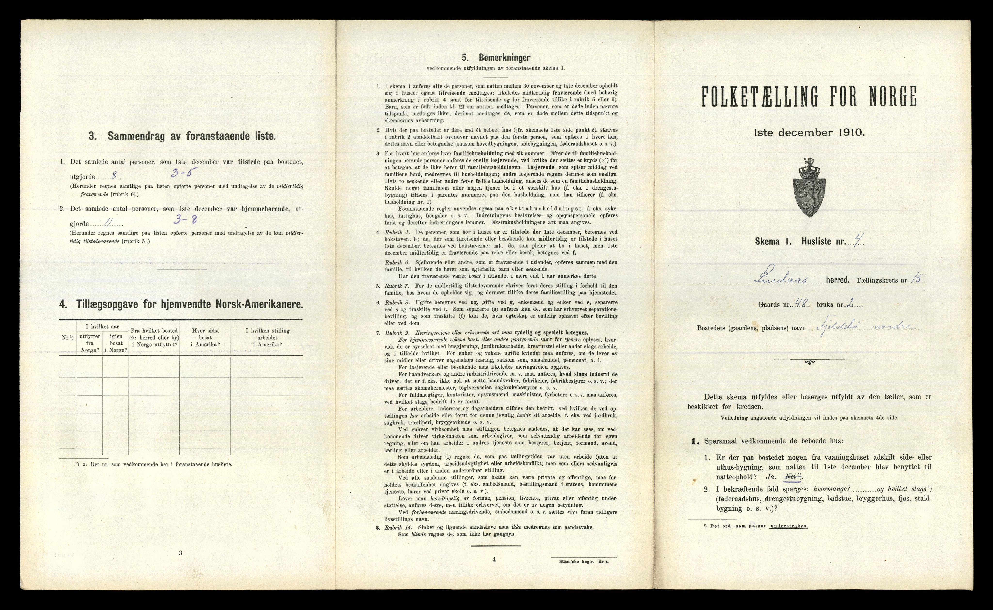 RA, 1910 census for Lindås, 1910, p. 956