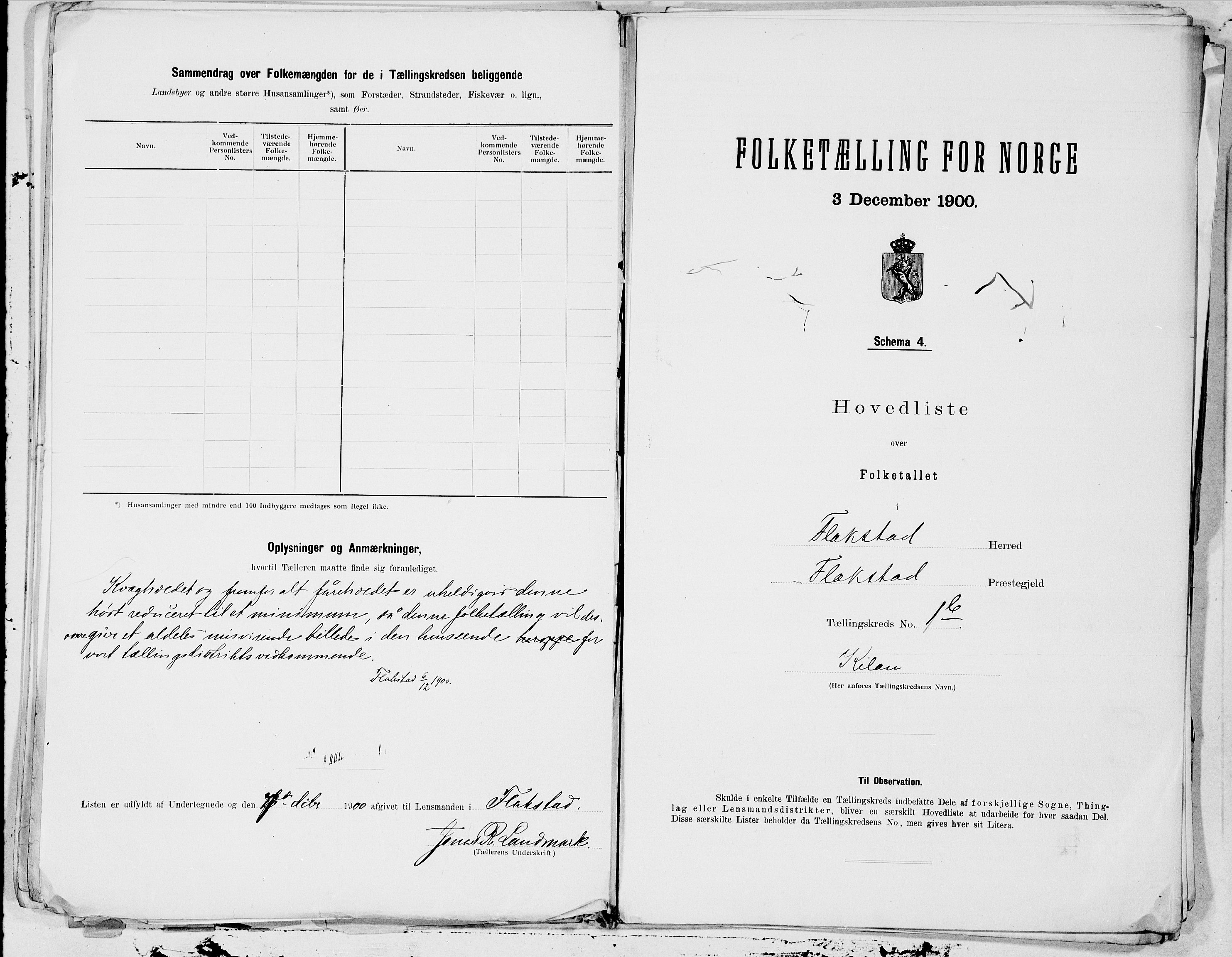 SAT, 1900 census for Flakstad, 1900, p. 4