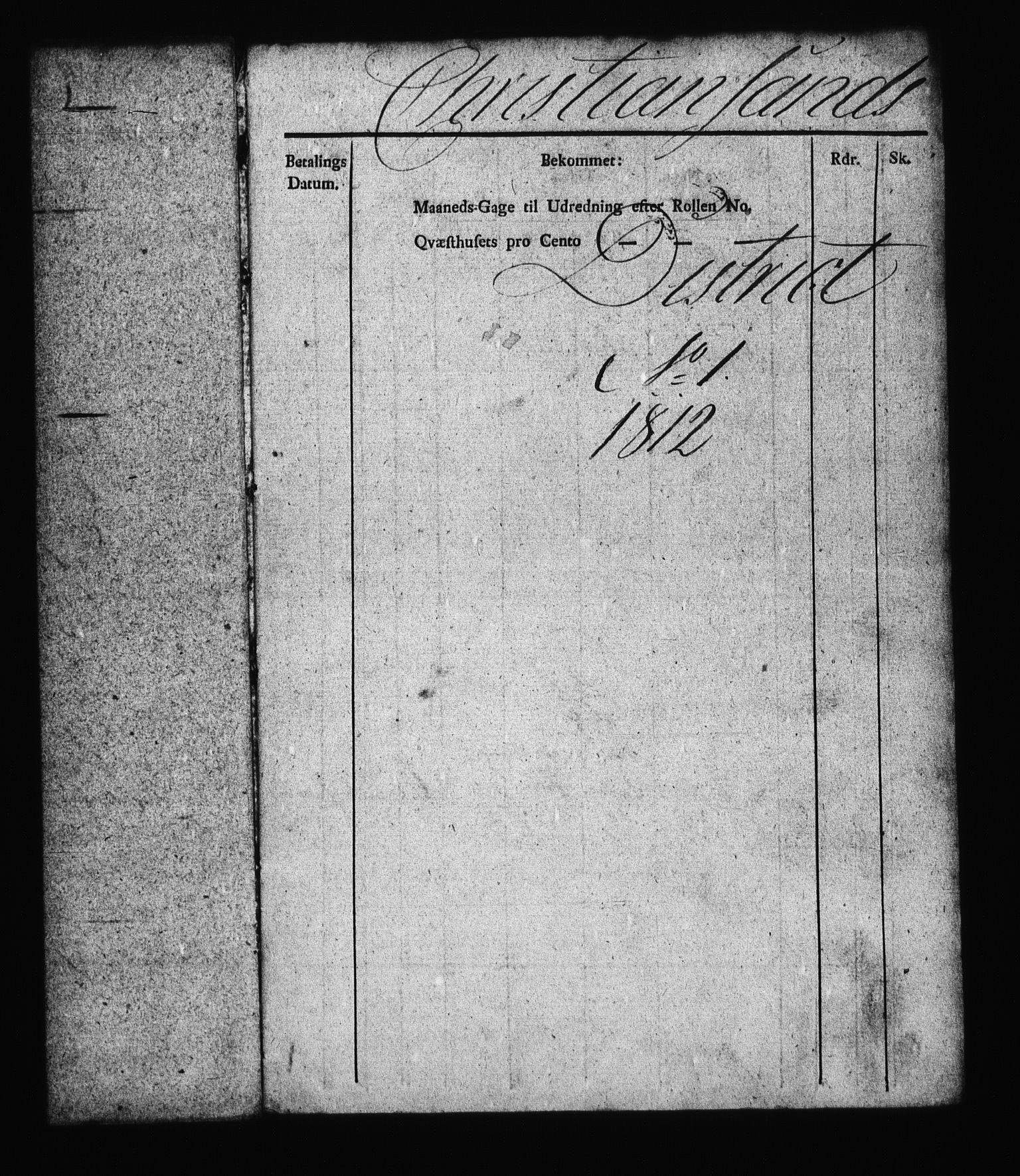 Sjøetaten, AV/RA-EA-3110/F/L0084: Kristiansand distrikt, bind 1, 1812