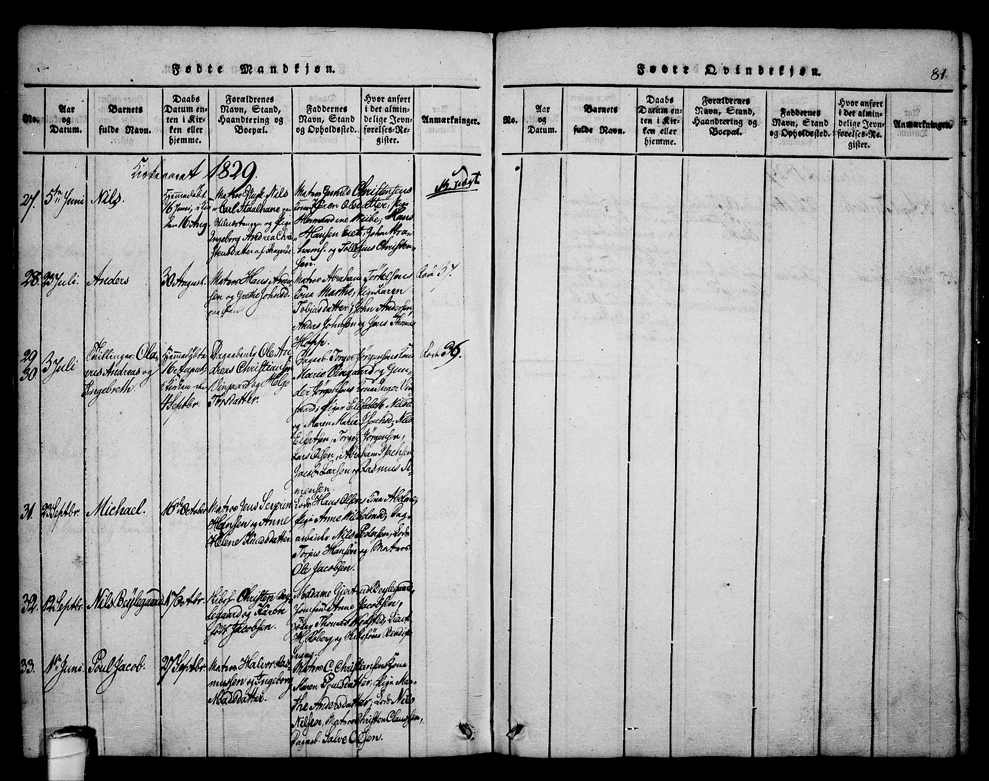 Kragerø kirkebøker, AV/SAKO-A-278/F/Fa/L0004: Parish register (official) no. 4, 1814-1831, p. 81