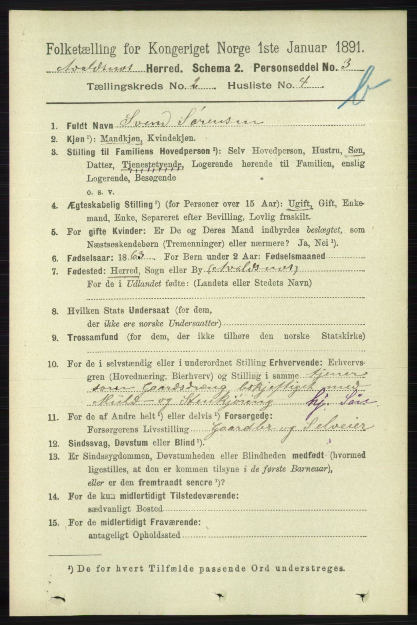 RA, 1891 census for 1147 Avaldsnes, 1891, p. 2010