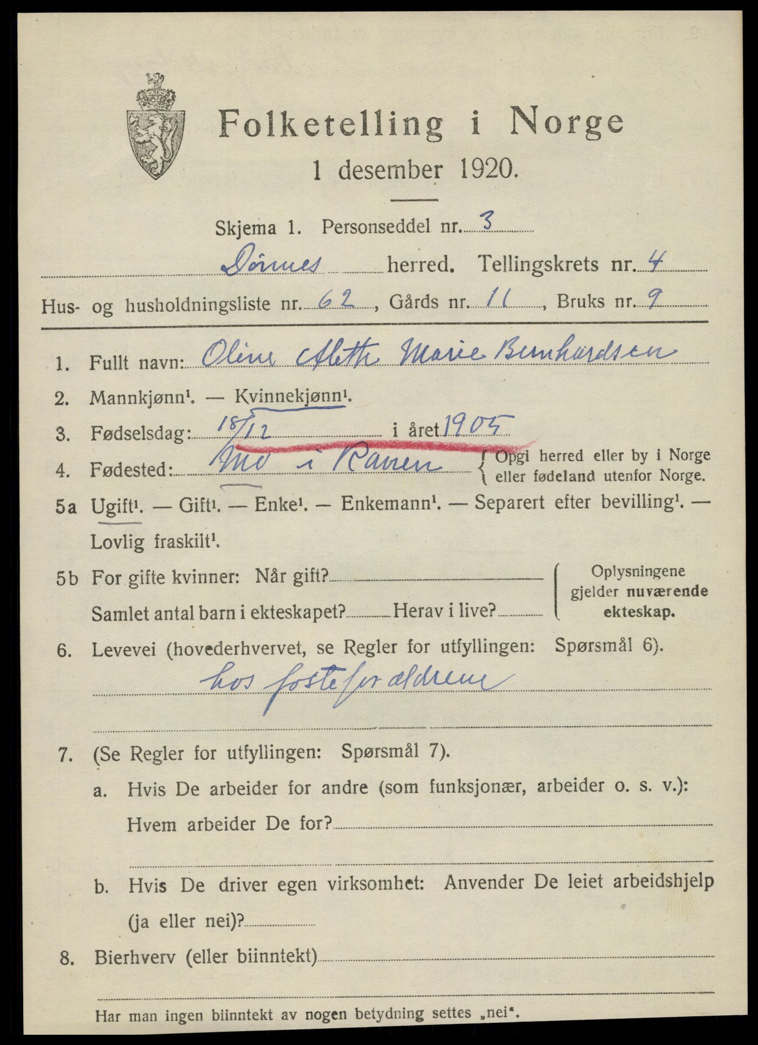 SAT, 1920 census for Dønnes, 1920, p. 2866