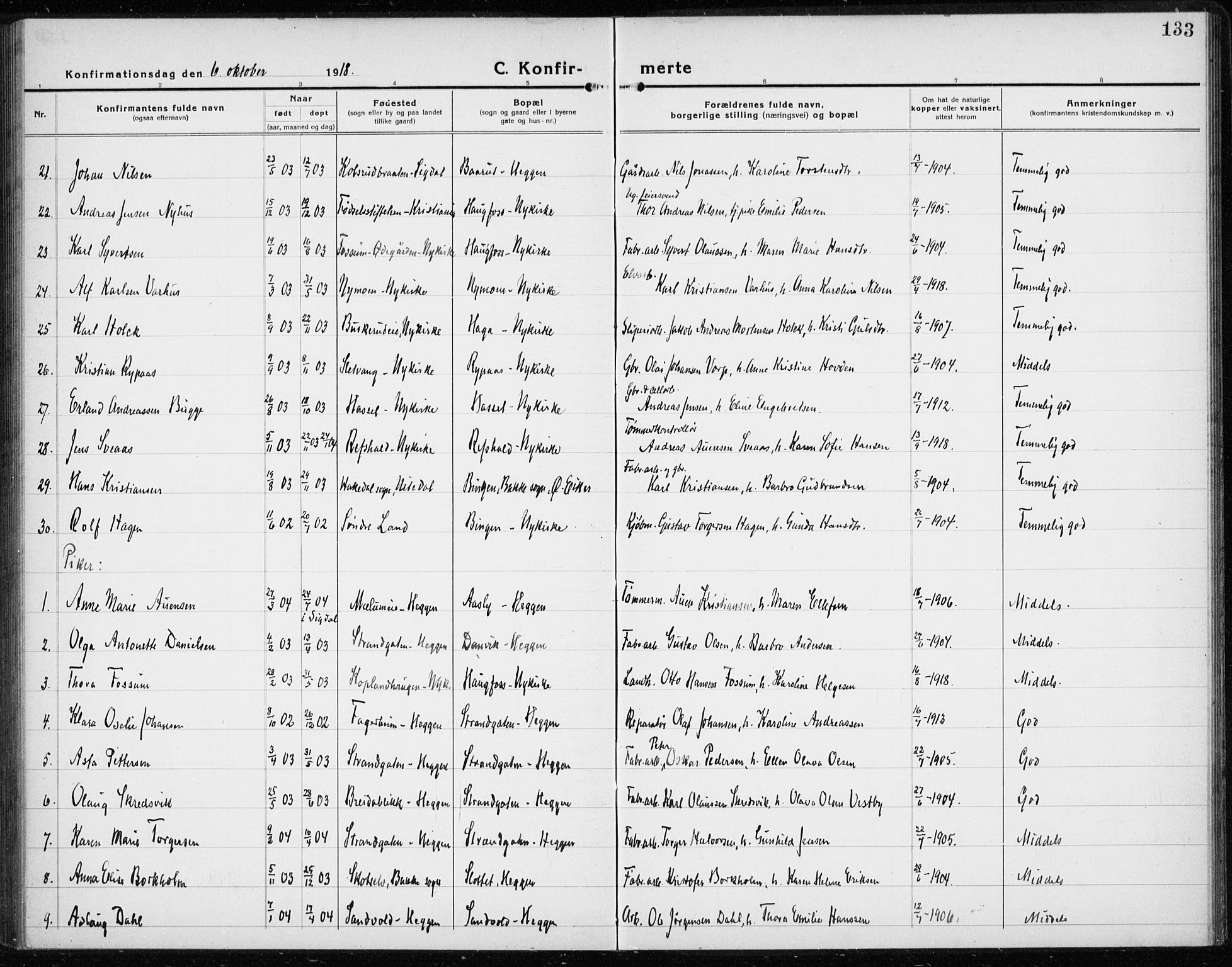 Modum kirkebøker, AV/SAKO-A-234/G/Gc/L0002: Parish register (copy) no. III 2, 1919-1935, p. 133